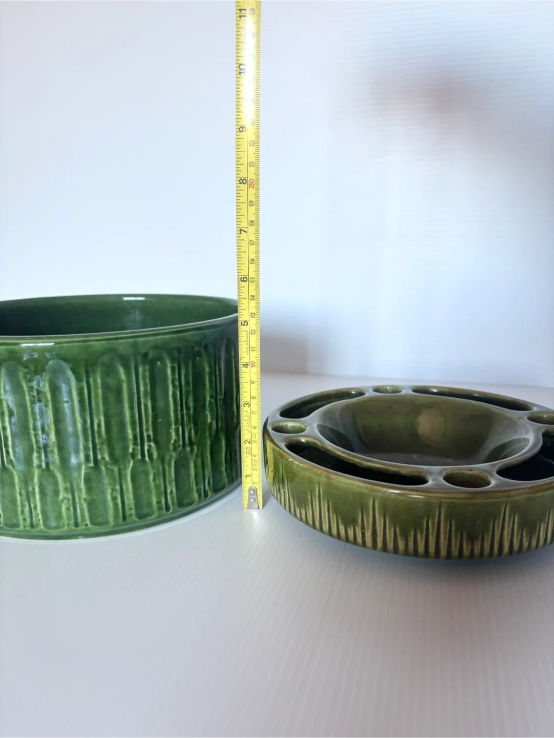 Vintage MCM Christmas ceramic advent bowl and tree base image indicator(10)