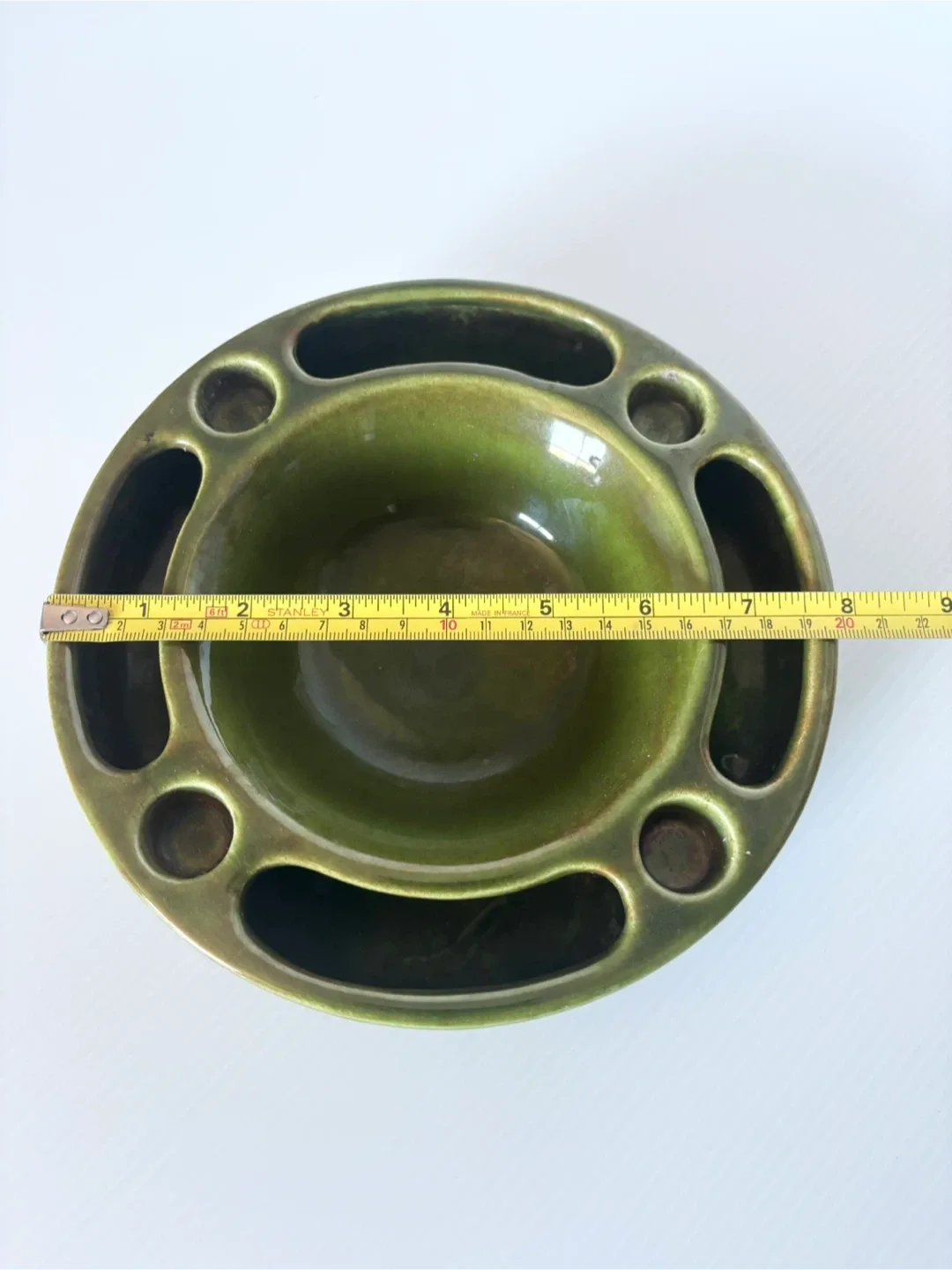 Vintage MCM Christmas ceramic advent bowl and tree base image indicator(9)