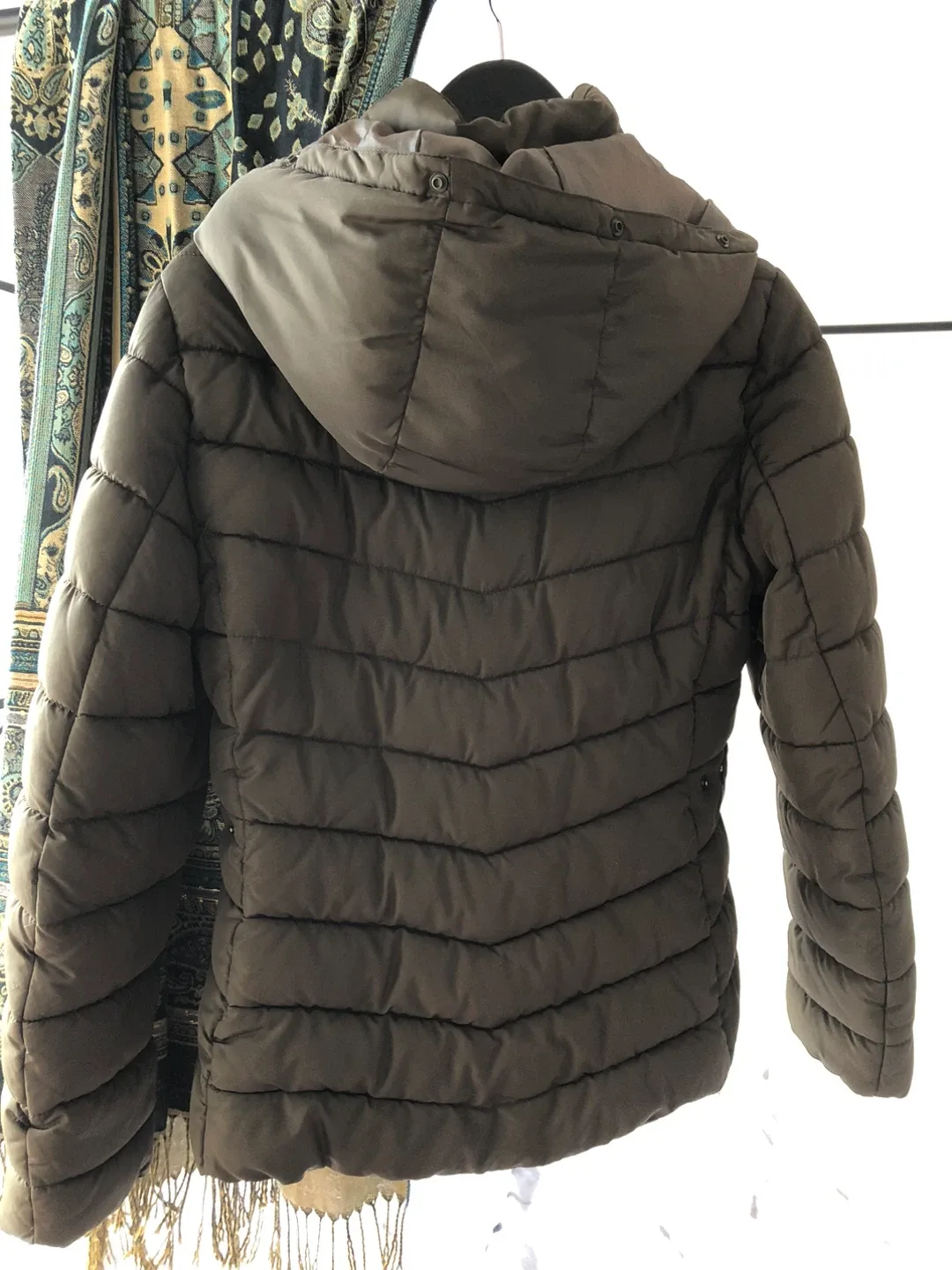 Puffer Jacket - Army Green with scarf image indicator(2)