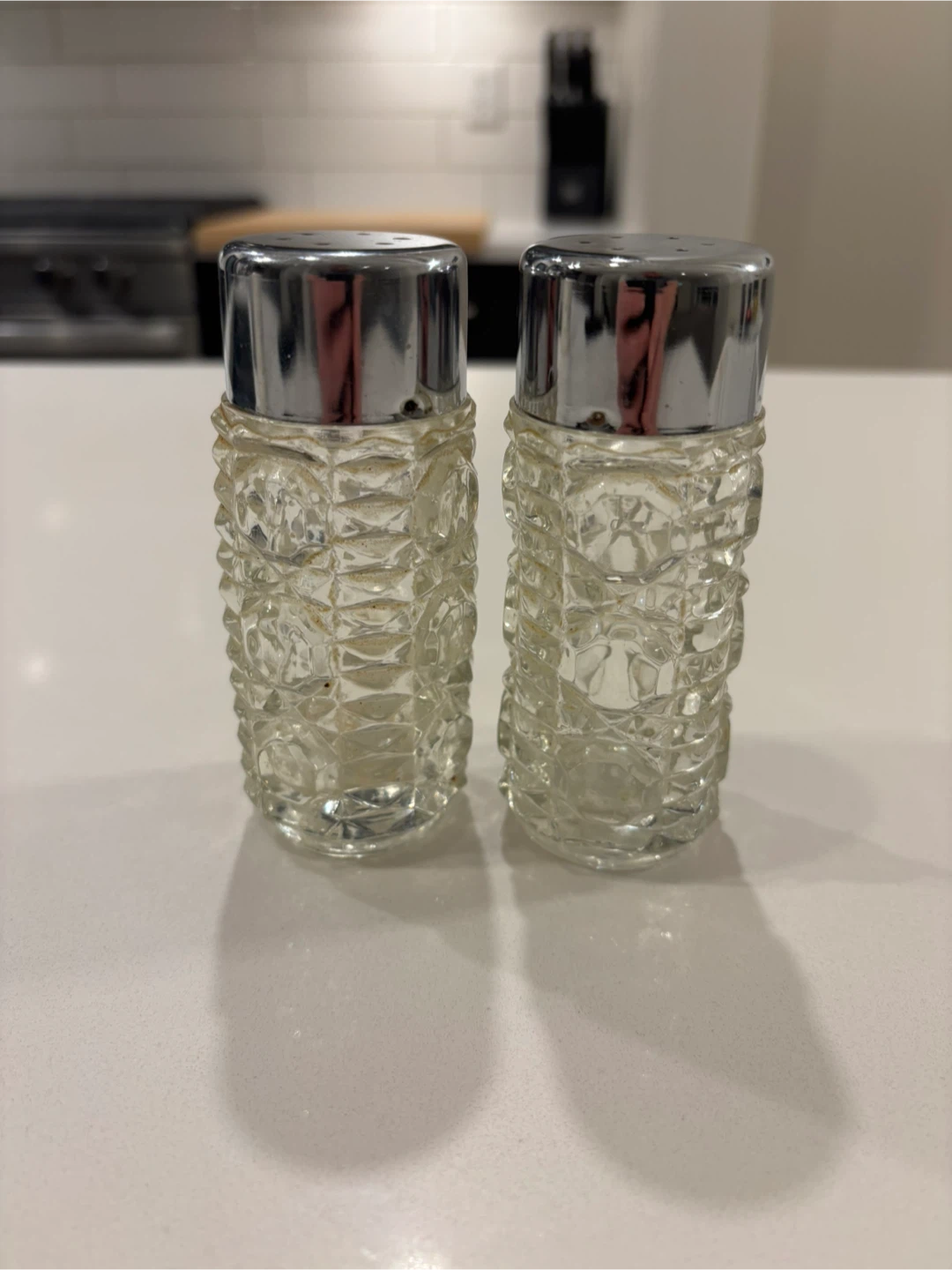 Free Glass Salt & Pepper Shakers w/ Metal Toppers