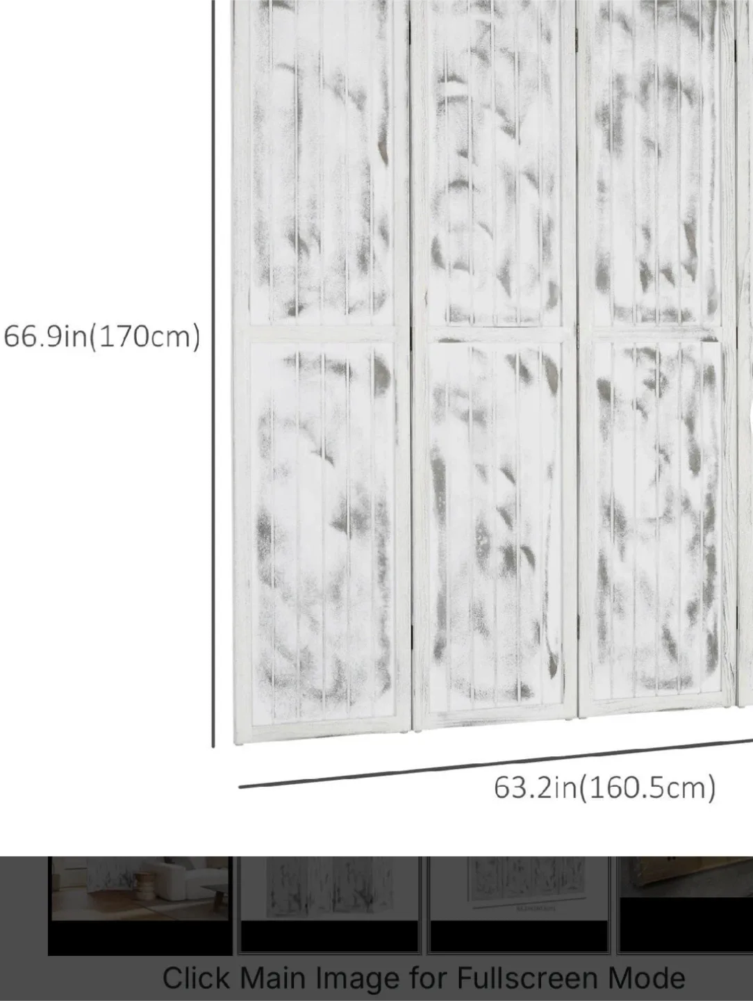 White Wood Room Divider - 66.9 x 63.2 inches image indicator(2)