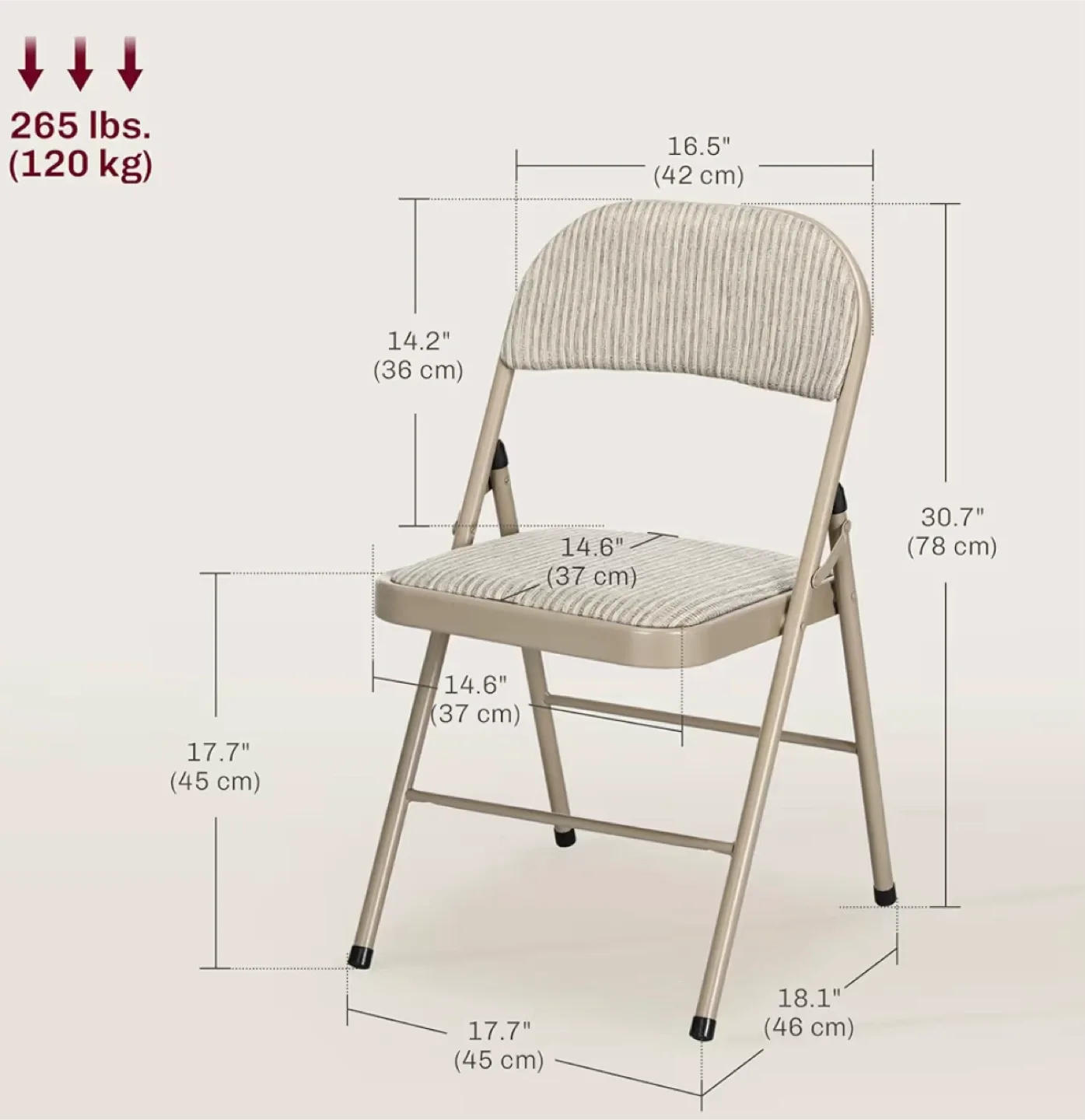 Folding Chair - Beige Linen Feel Fabric image indicator(2)