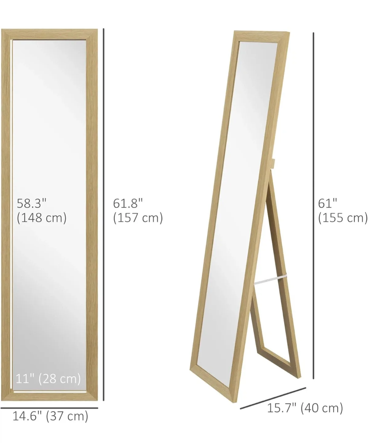 Freestanding Full Length Mirror - 58.3" image indicator(2)