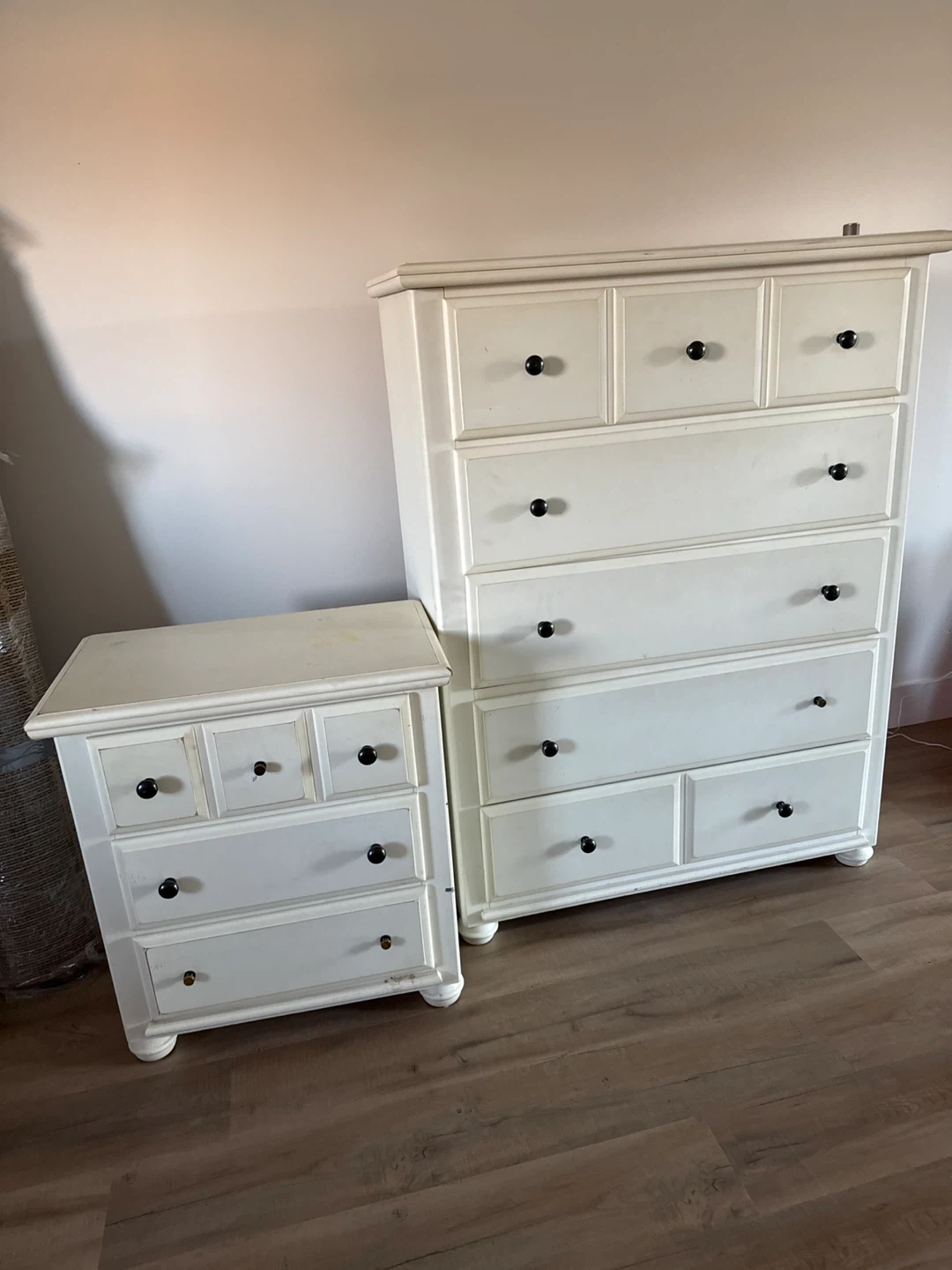 White Dresser and Nightstand Set