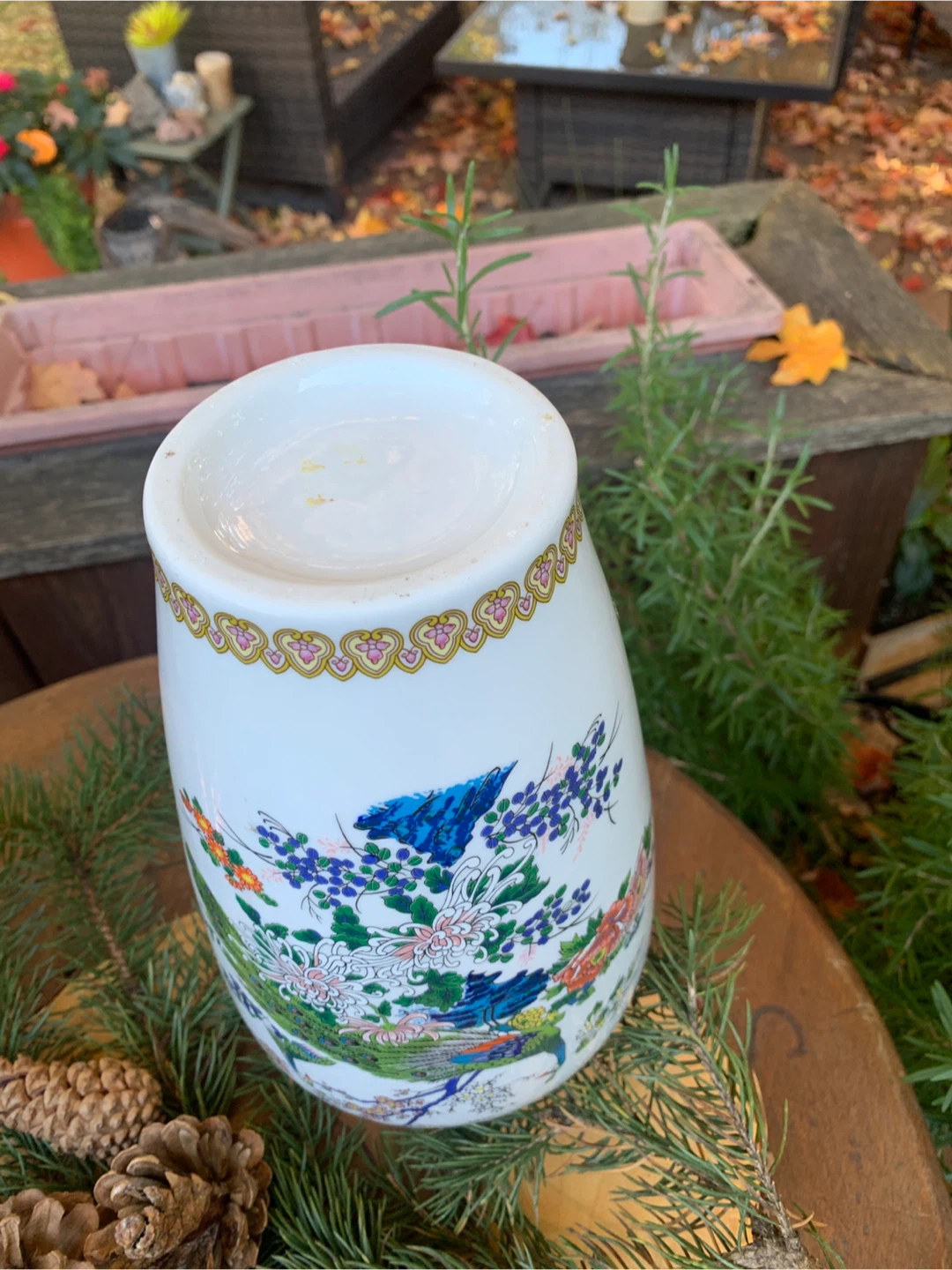 Vintage Peacock Floral Vase - photo 5