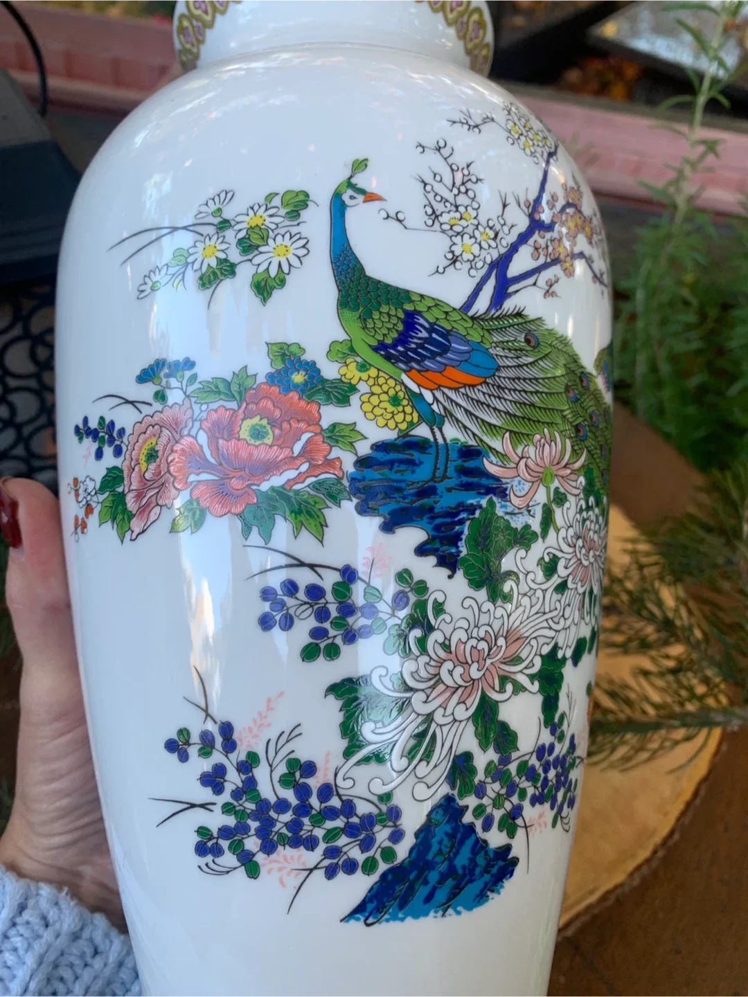 Vintage Peacock Floral Vase image indicator(7)