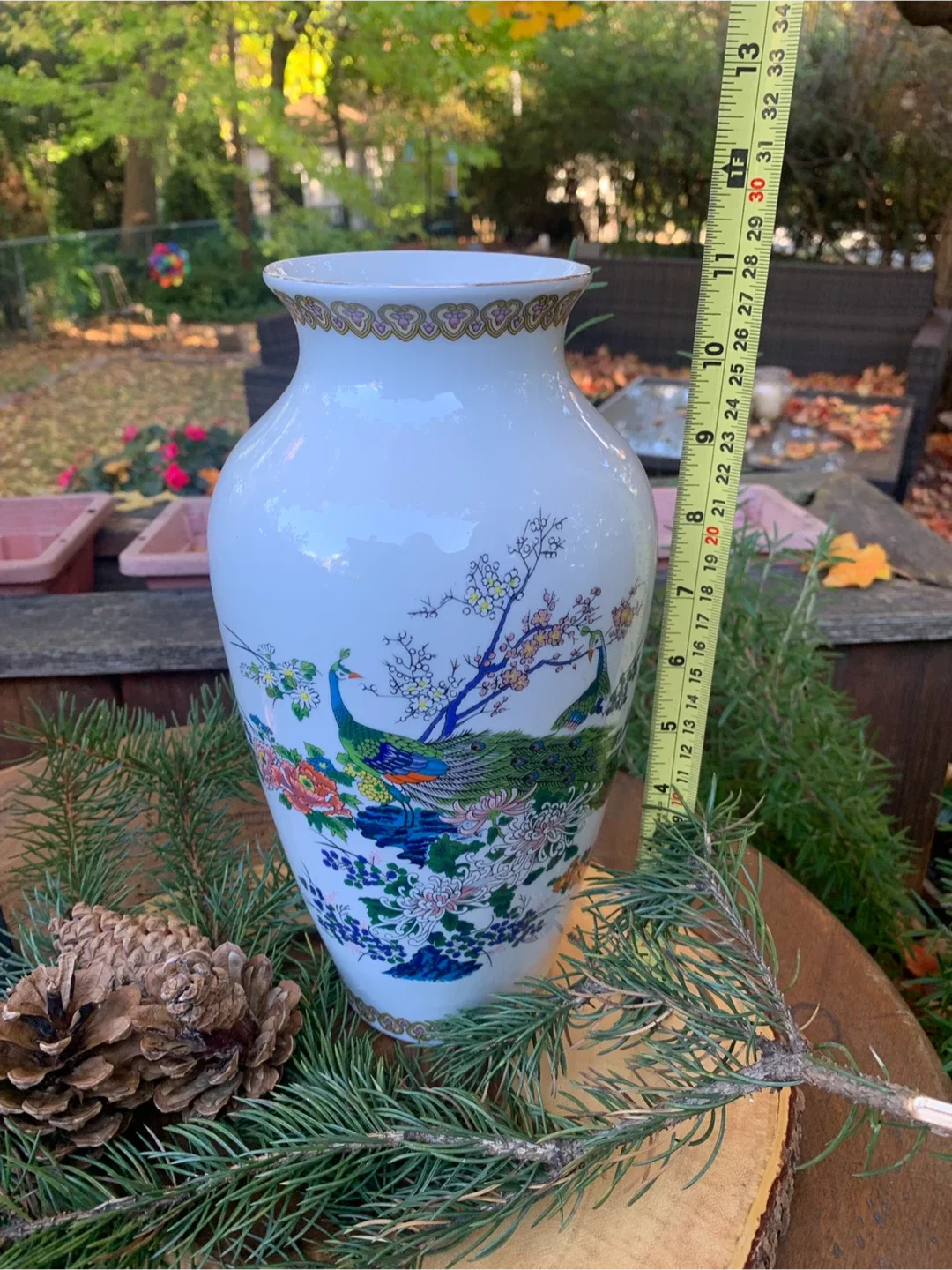 Vintage Peacock Floral Vase image indicator(8)
