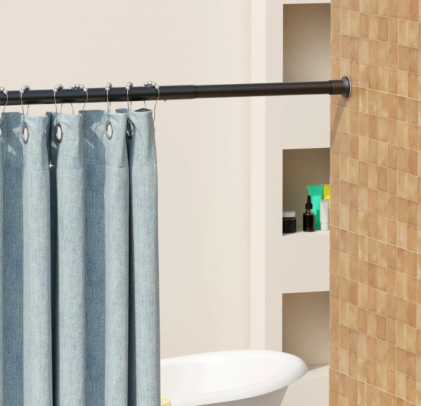 Black adjustable curtain Rod 83.1-102.8 Inches