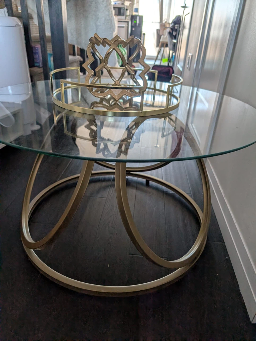 Glass Top Coffee Table with Gold Base - photo 4