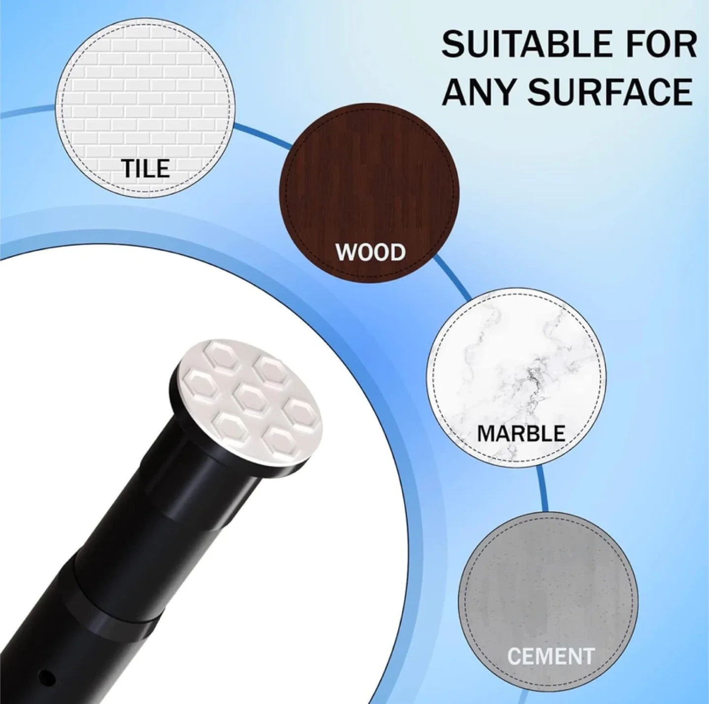 Black adjustable curtain Rod 83.1-102.8 Inches image indicator(5)