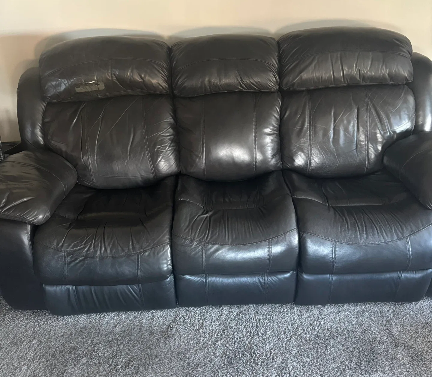 Black Leather Reclining Sofa Set