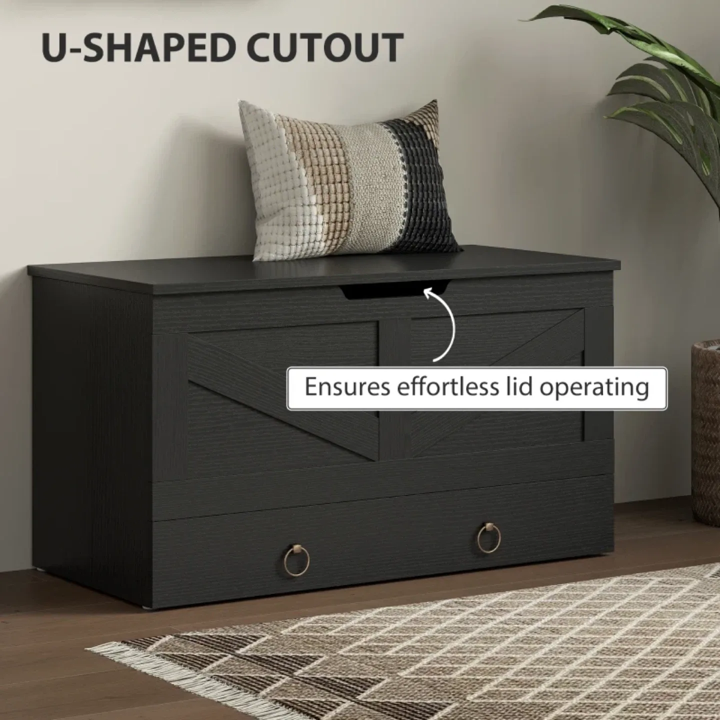 HOMCOM 31.5 Inches Storage Chest, Storage Trunk image indicator(6)