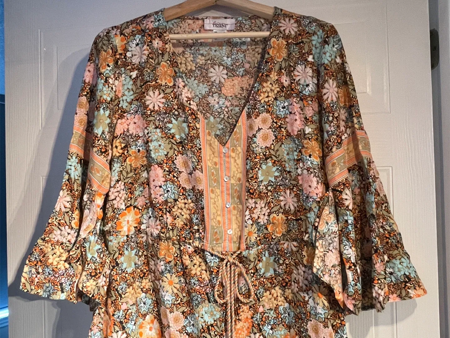 Linea Tesini Floral Bohemian Maxi Dress size 12 image indicator(4)