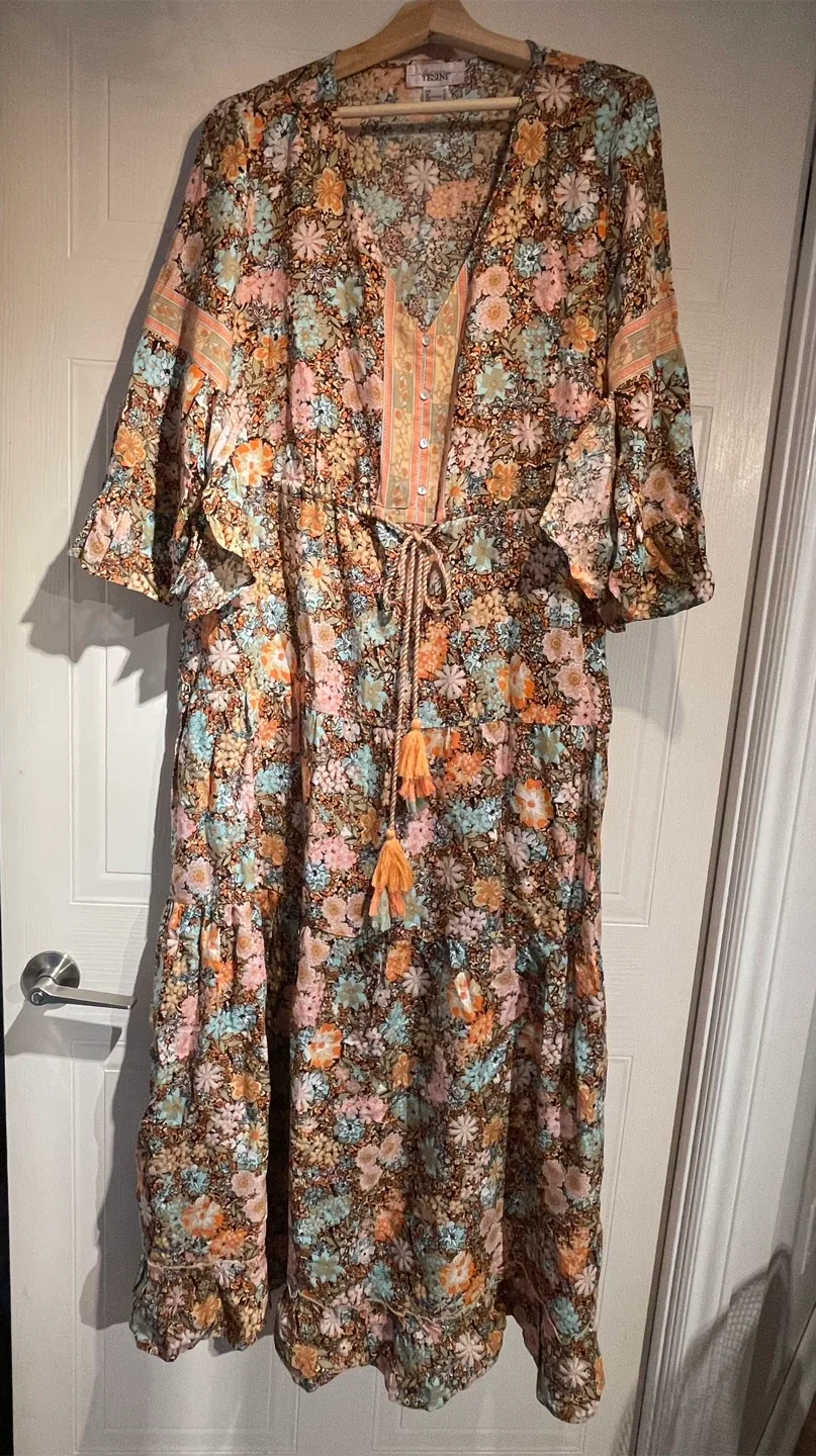 Linea Tesini Floral Bohemian Maxi Dress size 12 image indicator(3)