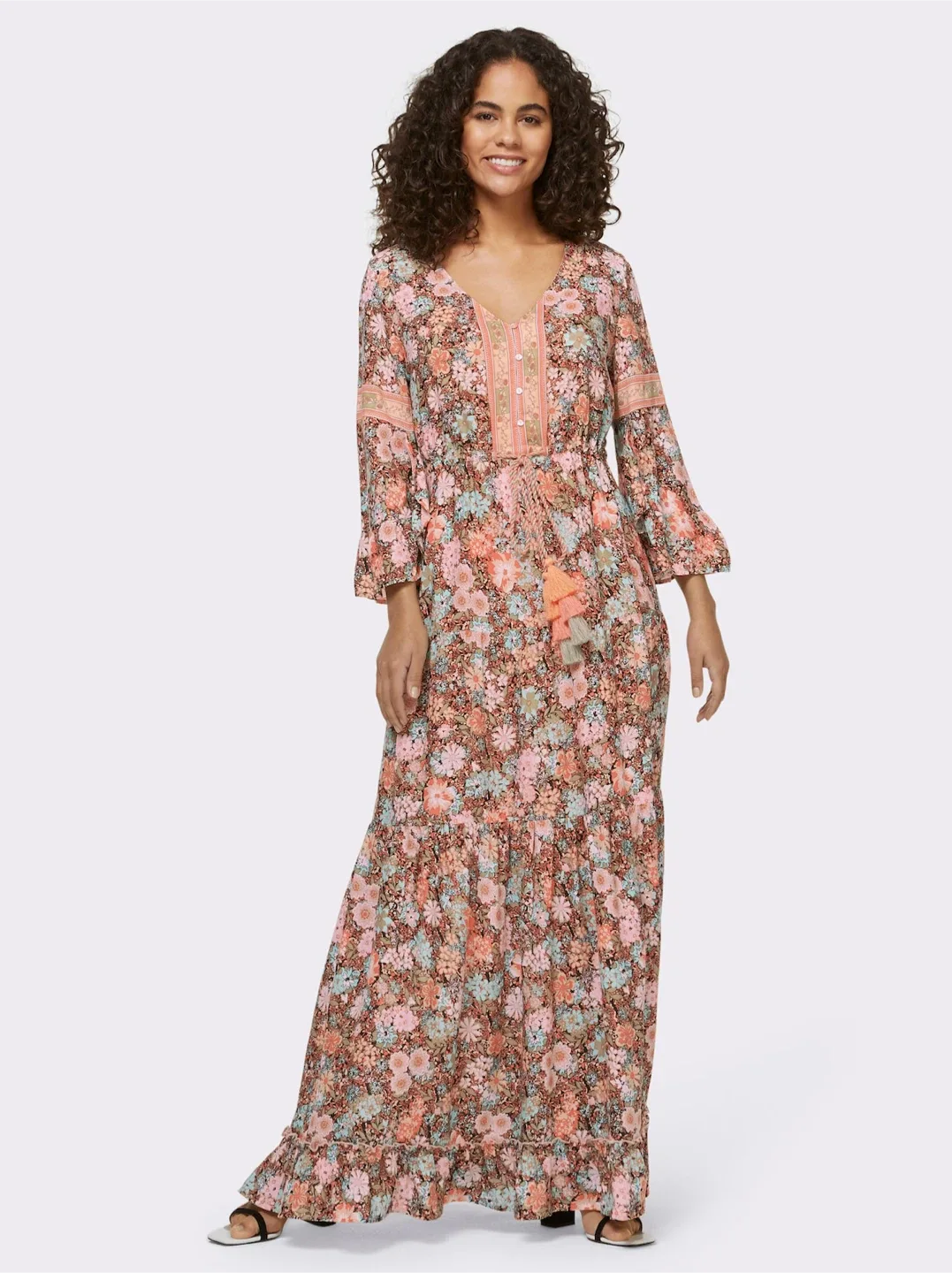 Linea Tesini Floral Bohemian Maxi Dress size 12 image indicator(9)