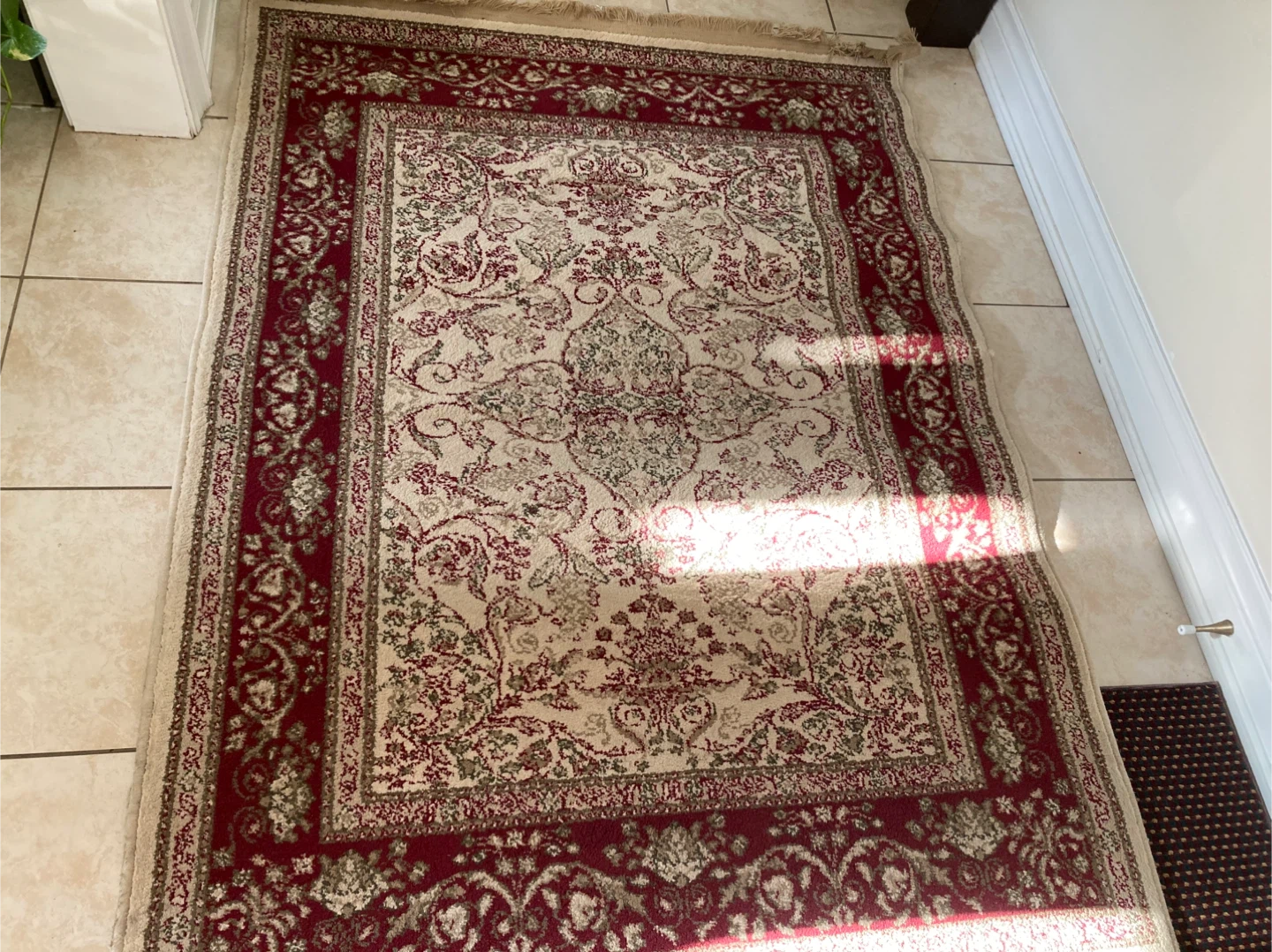 Patterned Area Rug - Red and Beige