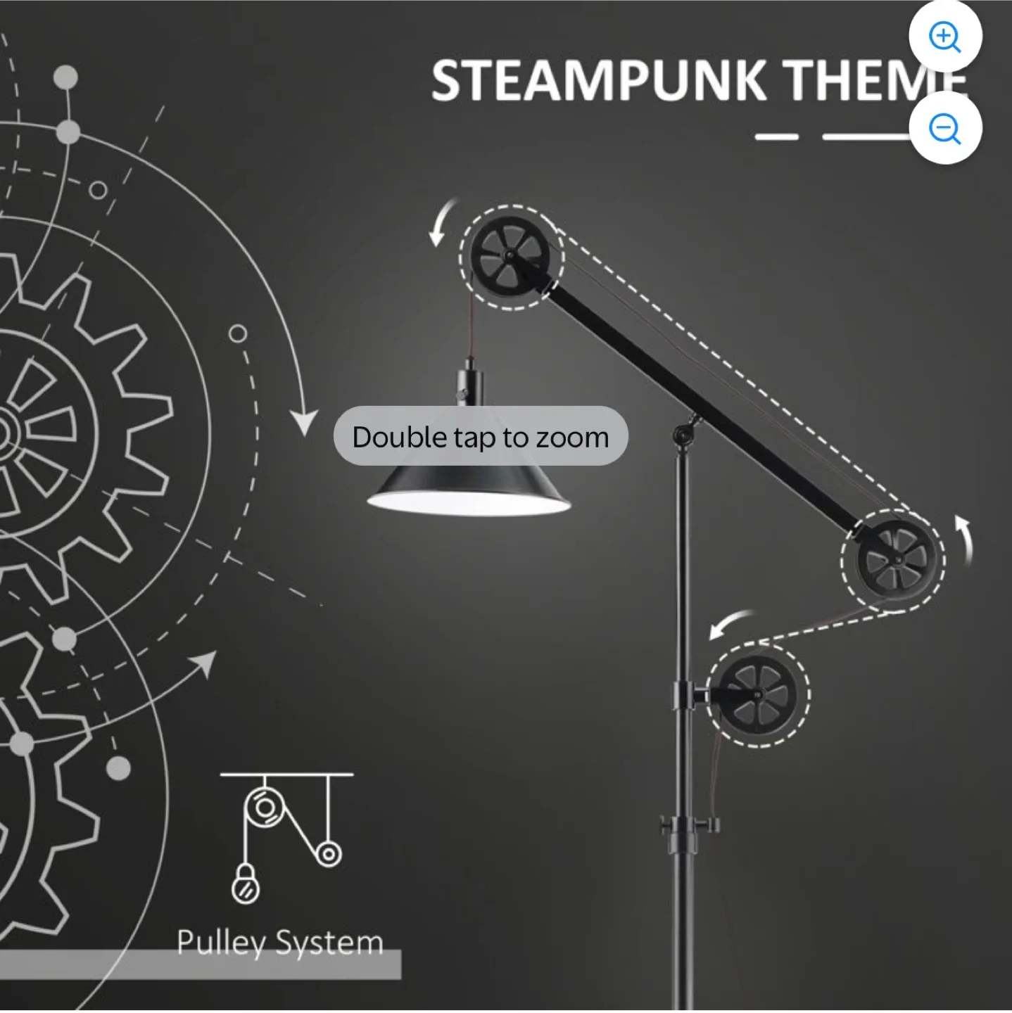 Black Industrial Pulley Floor Lamp image indicator(8)