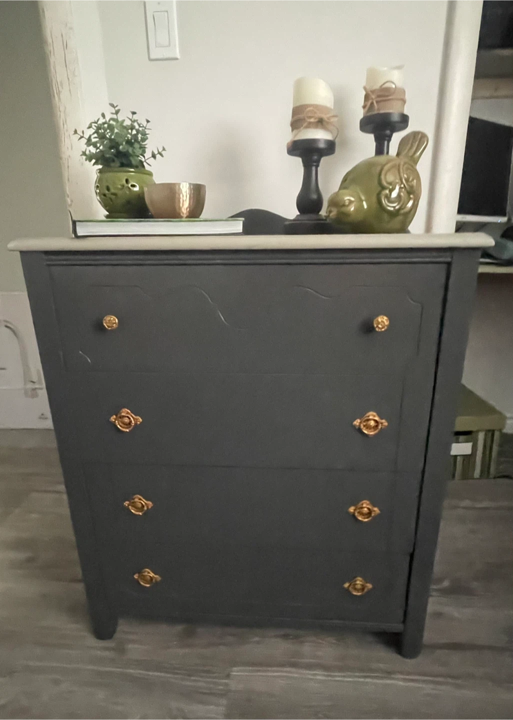 Grey Painted 4-Drawer Dresser
