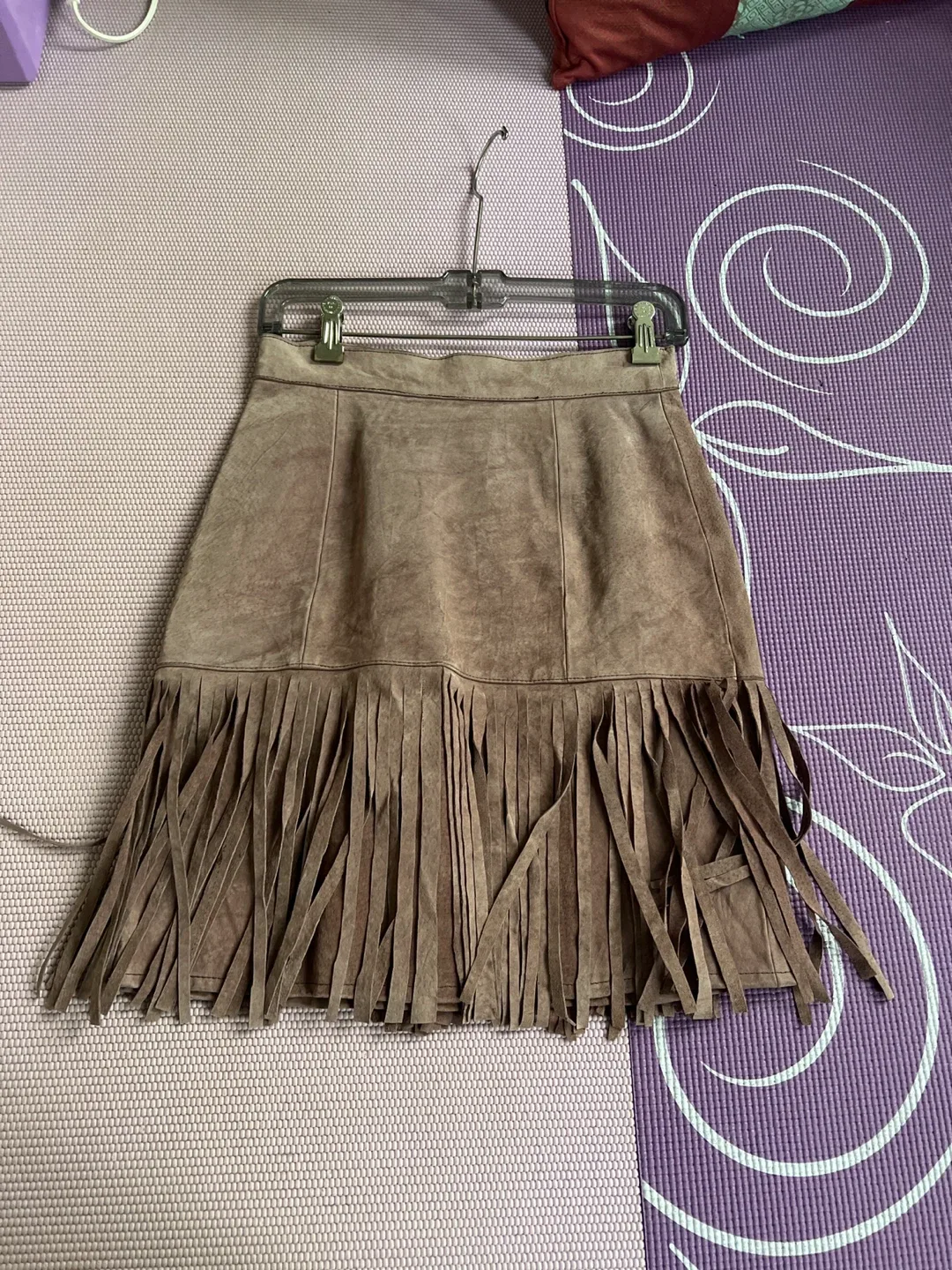 AXESSORIUM Leather Fringe Skirt - Size Small