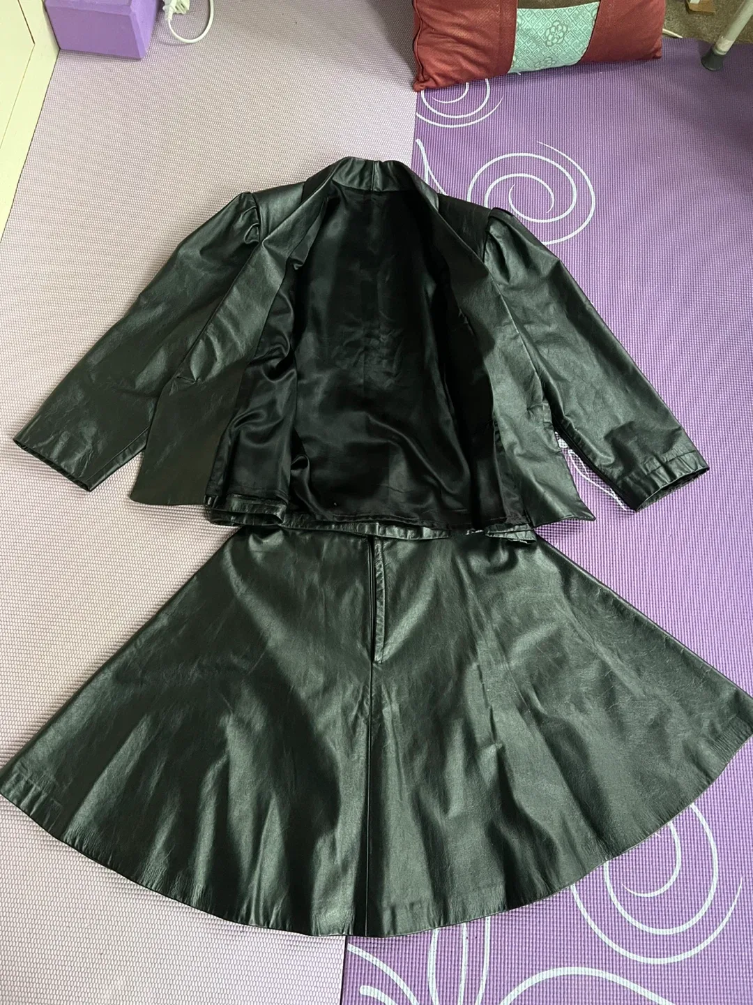 Black Genuine Leather Skirt Suit image indicator(2)