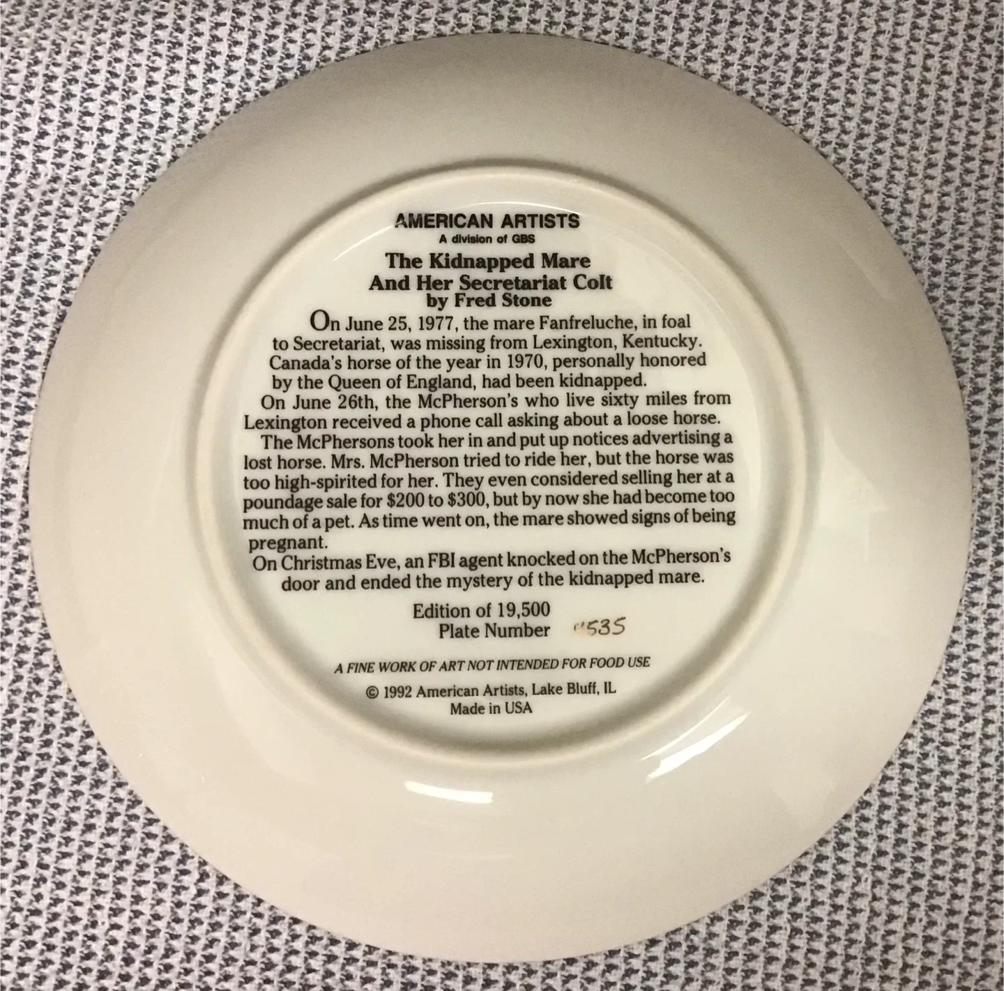 American Artists 'The Kidnapped Mare' Plate image indicator(4)