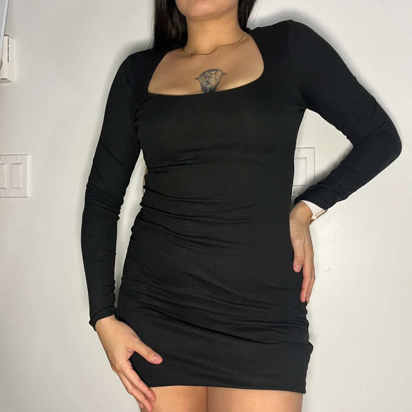 Black Long Sleeve Mini Dress thumbnail