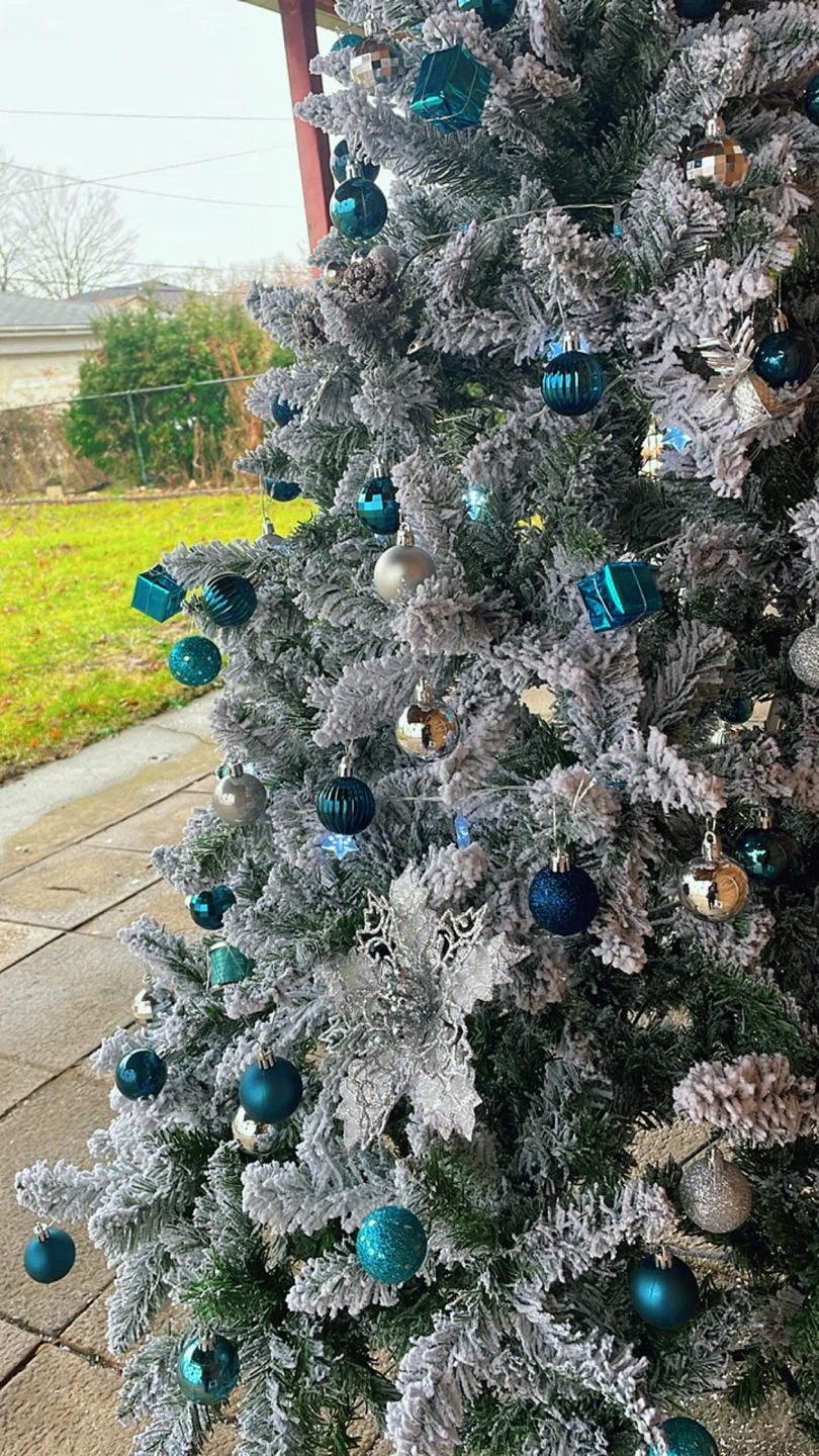 Snow-Flocked Christmas Tree – Decor Included!