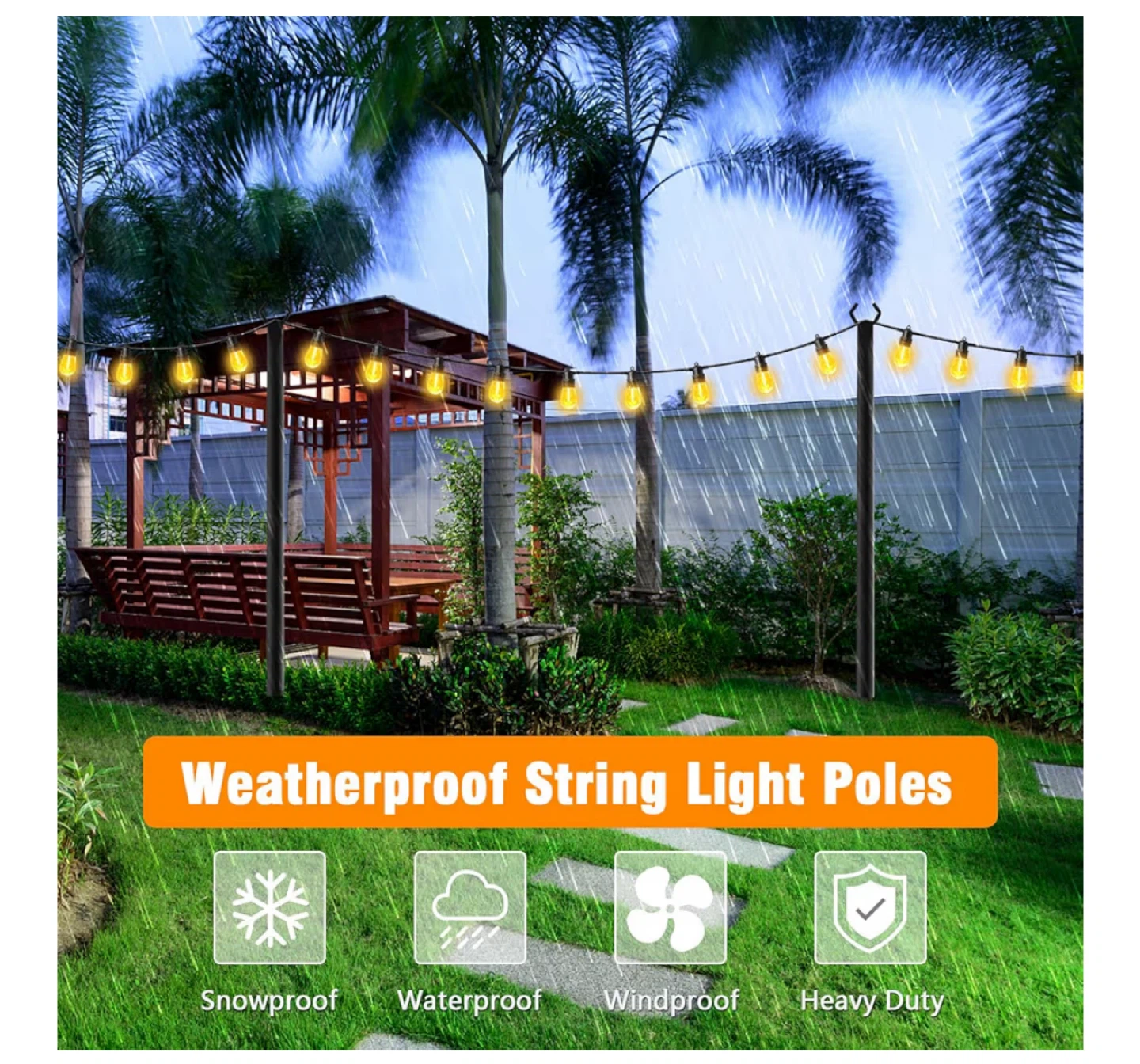2 String Light Poles - 10FT Tall - photo 4