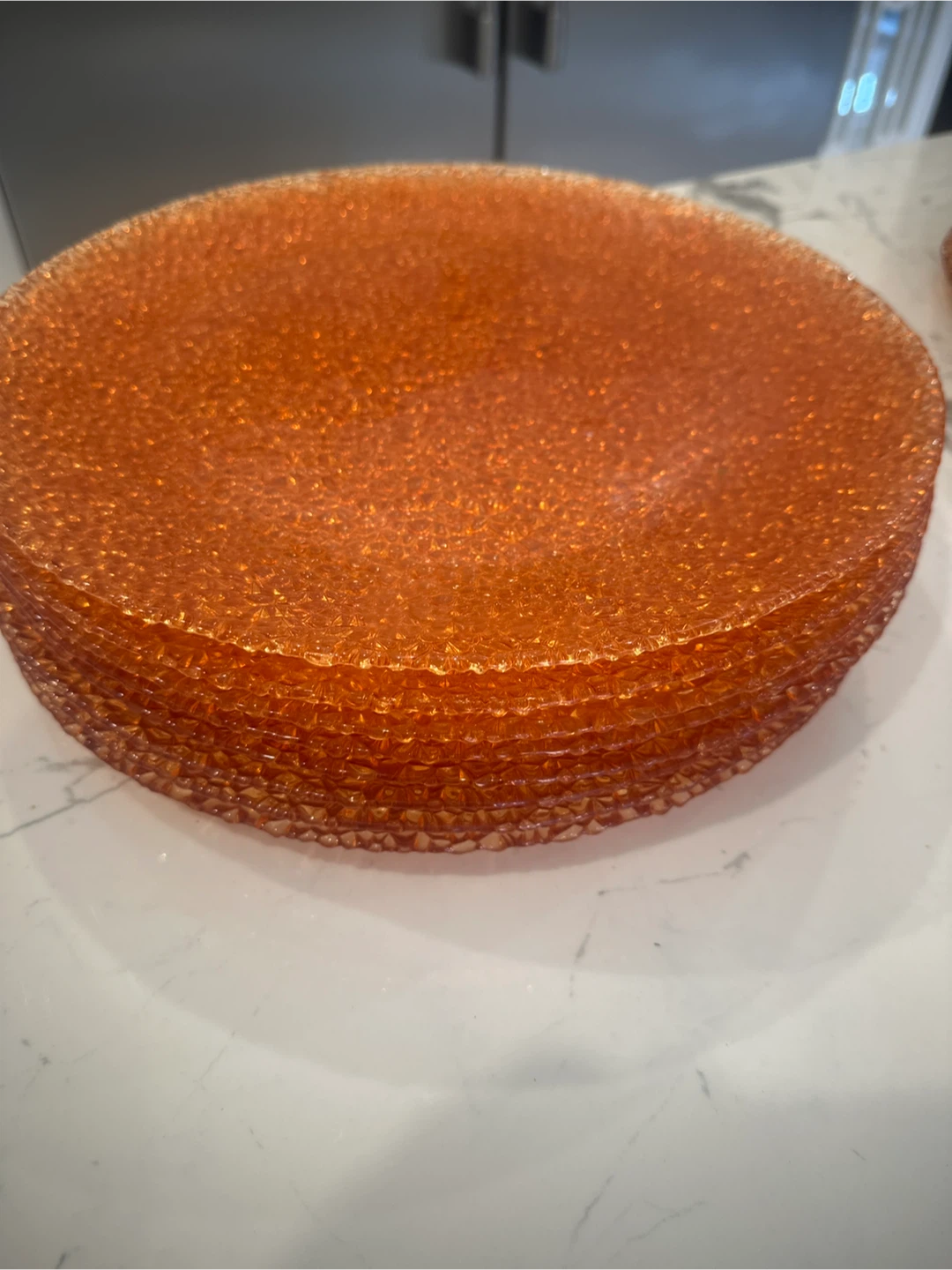 Textured Amber Glass Bowls and Plates - photo 2