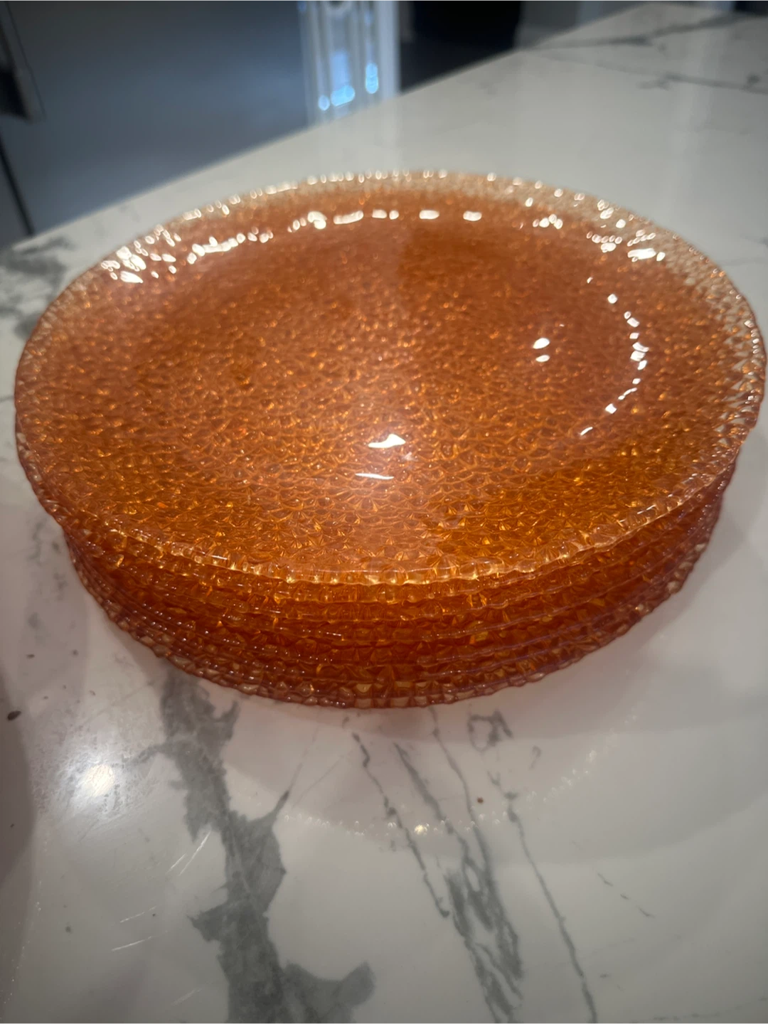 Textured Amber Glass Bowls and Plates - photo 3