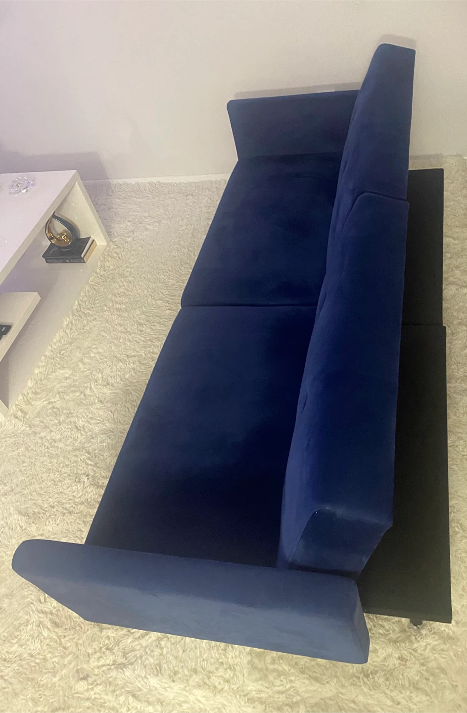 Blue Velvet Futon Sofa Bed (74") - photo 2