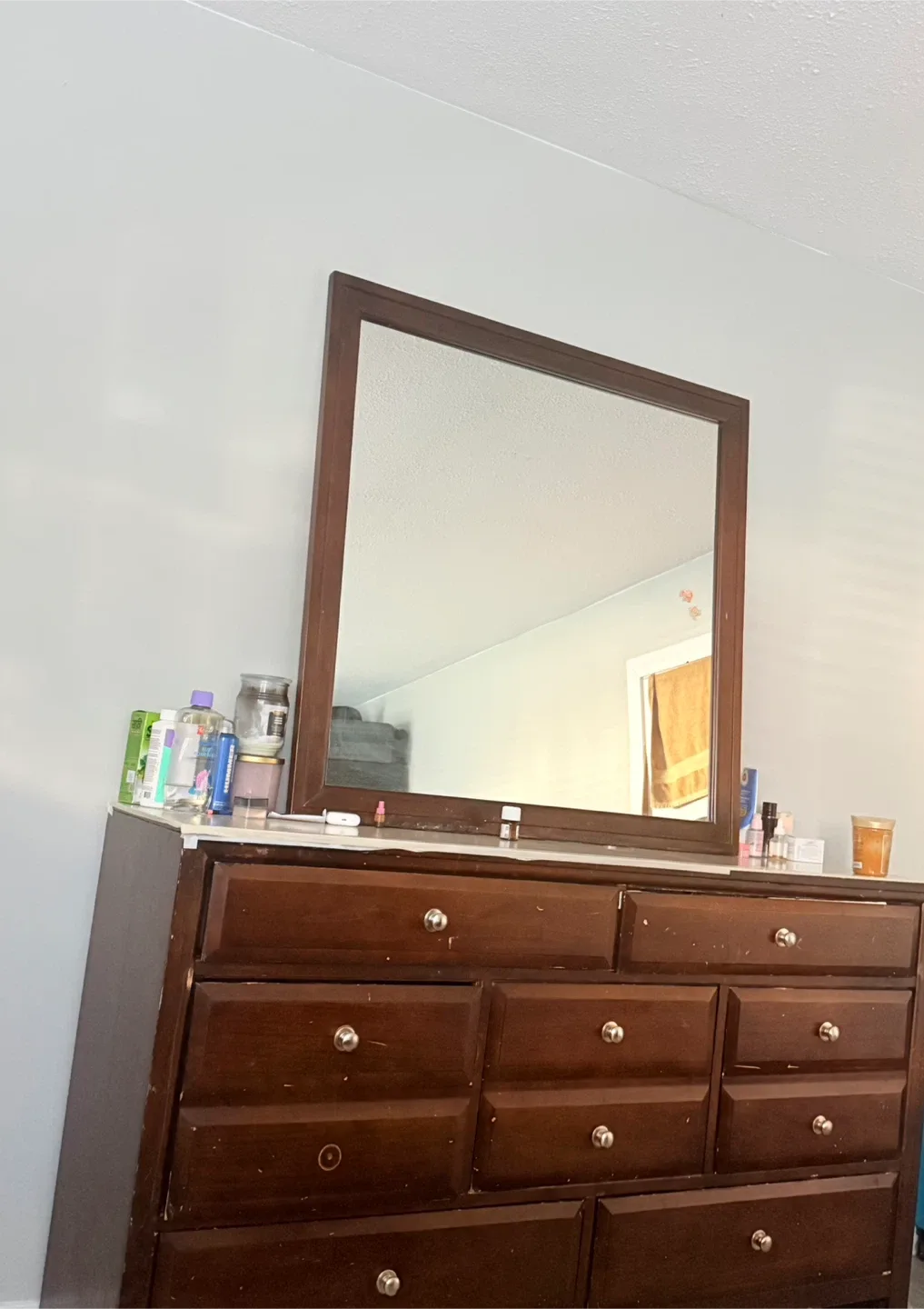 Queen Box Bed , Queen brand new matress , dresser . image indicator(2)