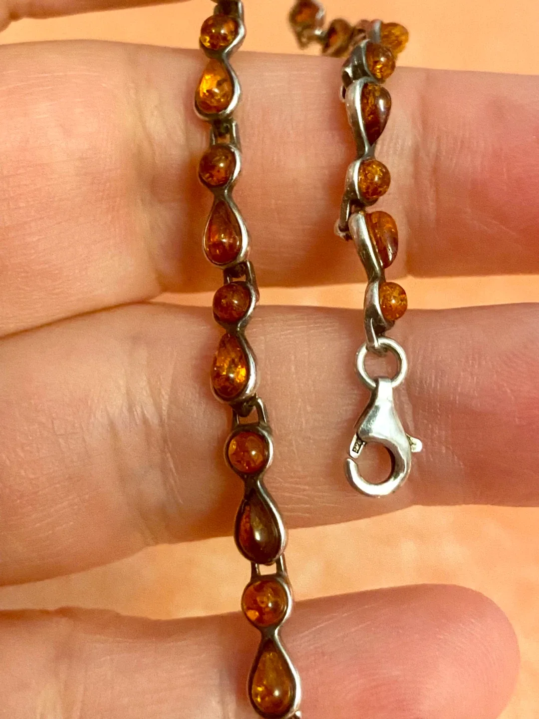 Amber & Silver Bracelet. Vintage Russian sterling silver image indicator(5)