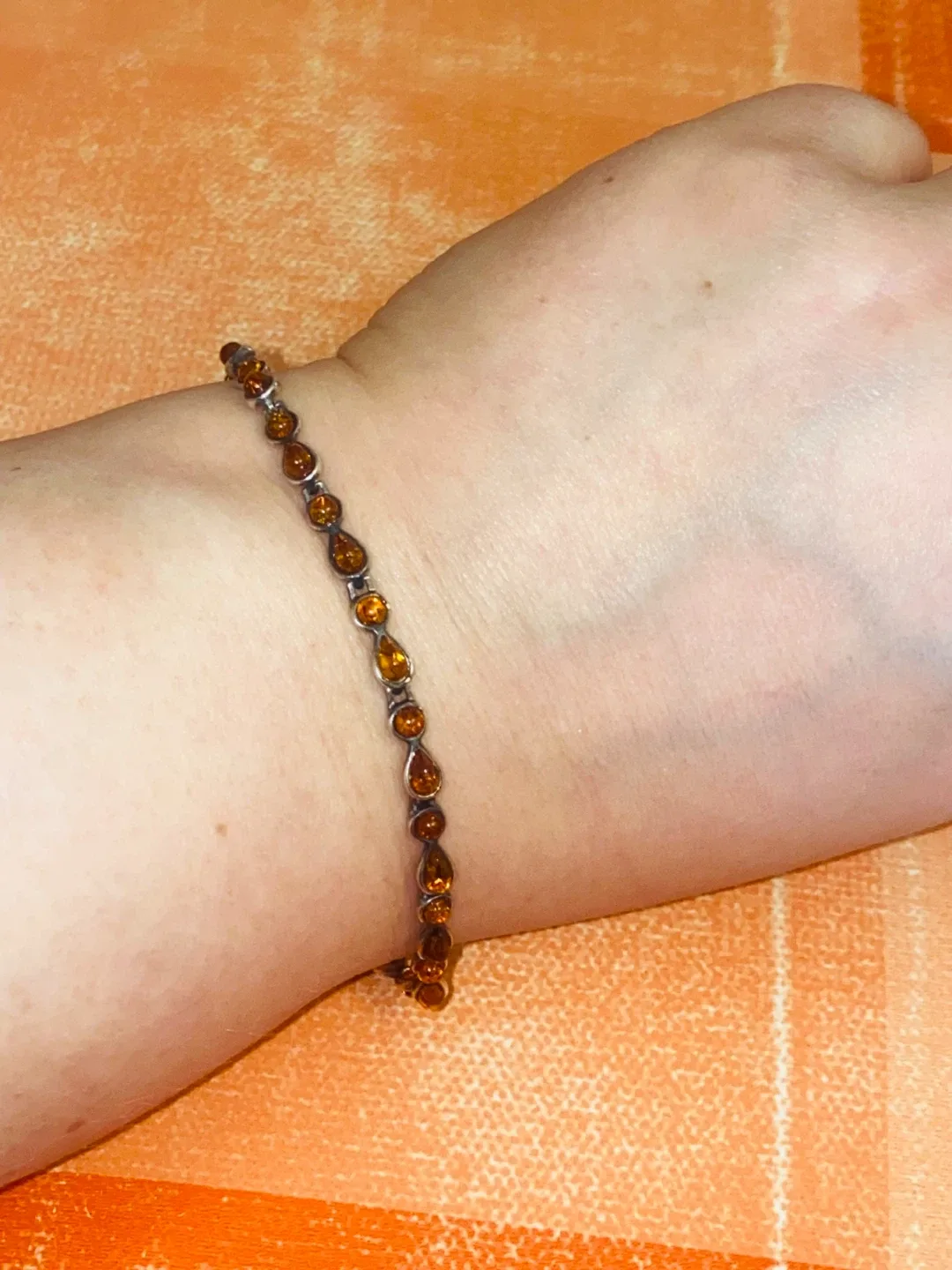 Amber & Silver Bracelet. Vintage Russian sterling silver image indicator(4)