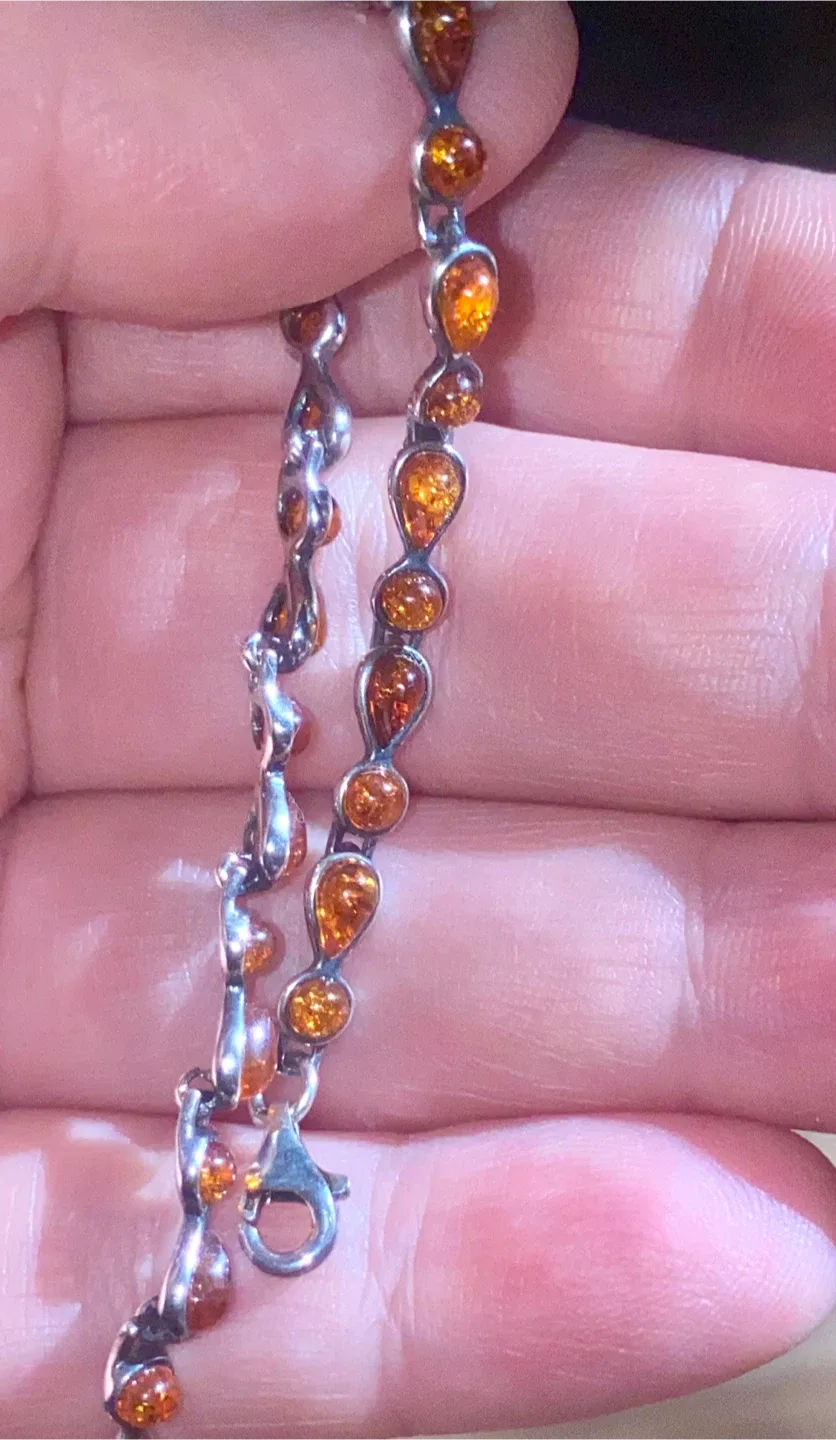 Amber & Silver Bracelet. Vintage Russian sterling silver image indicator(3)