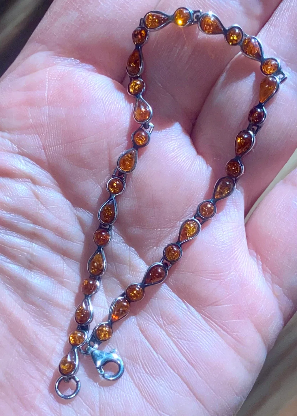 Amber & Silver Bracelet. Vintage Russian sterling silver thumbnail