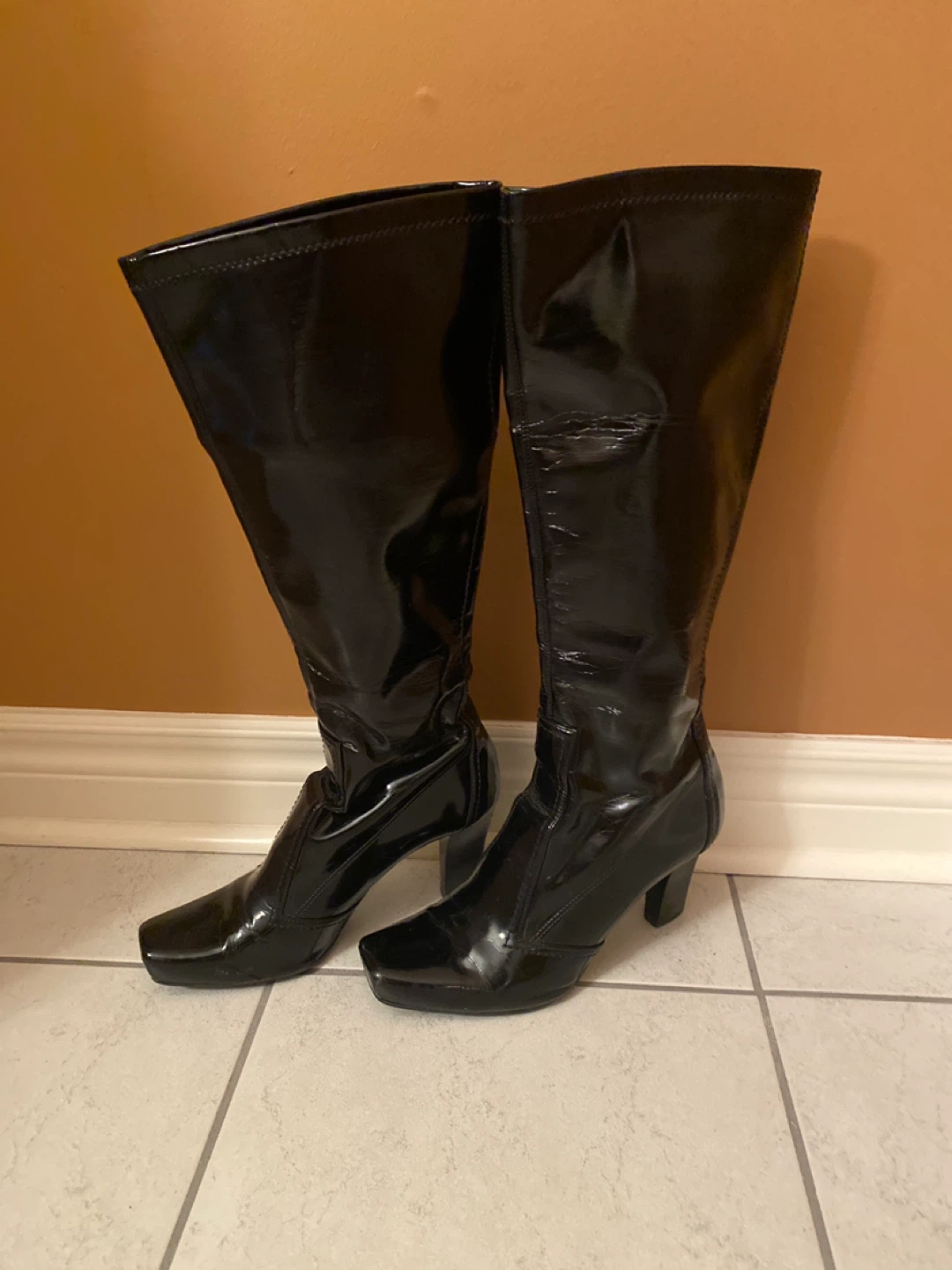 Black Patent Leather Knee-High Boots - photo 2