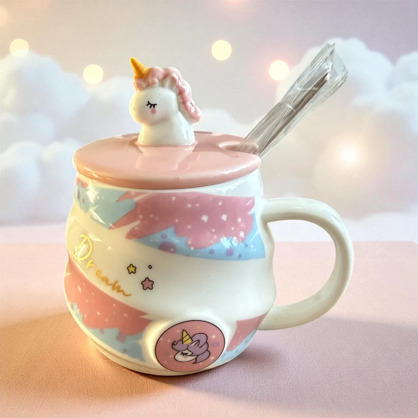 Unicorn Mug with Lid and Spoon