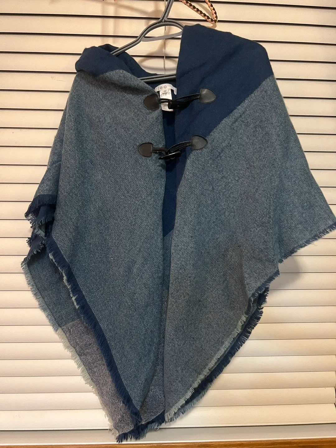 Cleo Blue Hooded Poncho - One Size image indicator(2)