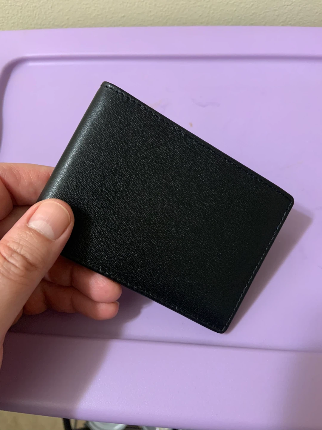 Black Leather Slim Bifold Wallet RFID protection - New - photo 3