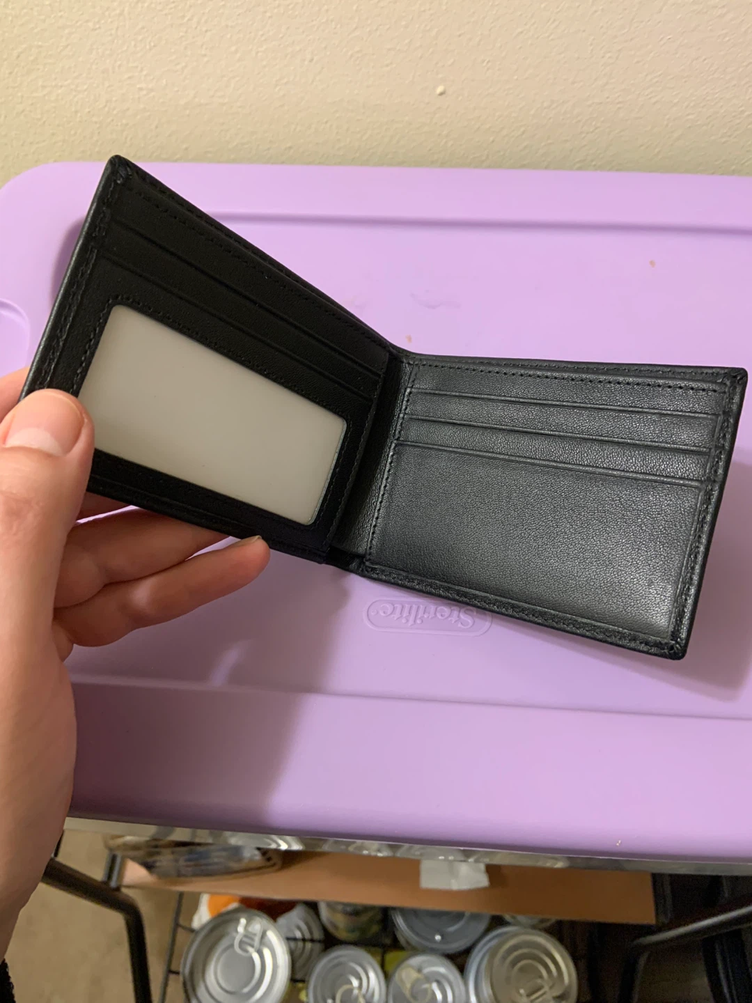 Black Leather Slim Bifold Wallet RFID protection - New - photo 4