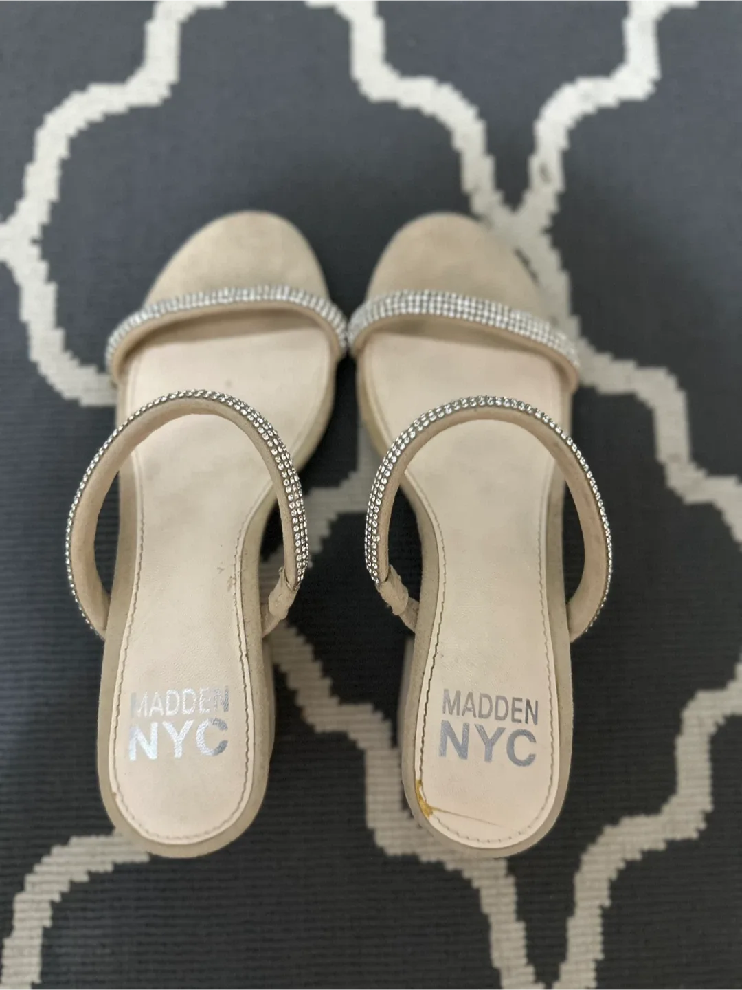 Madden NYC Rhinestone Strap Heels