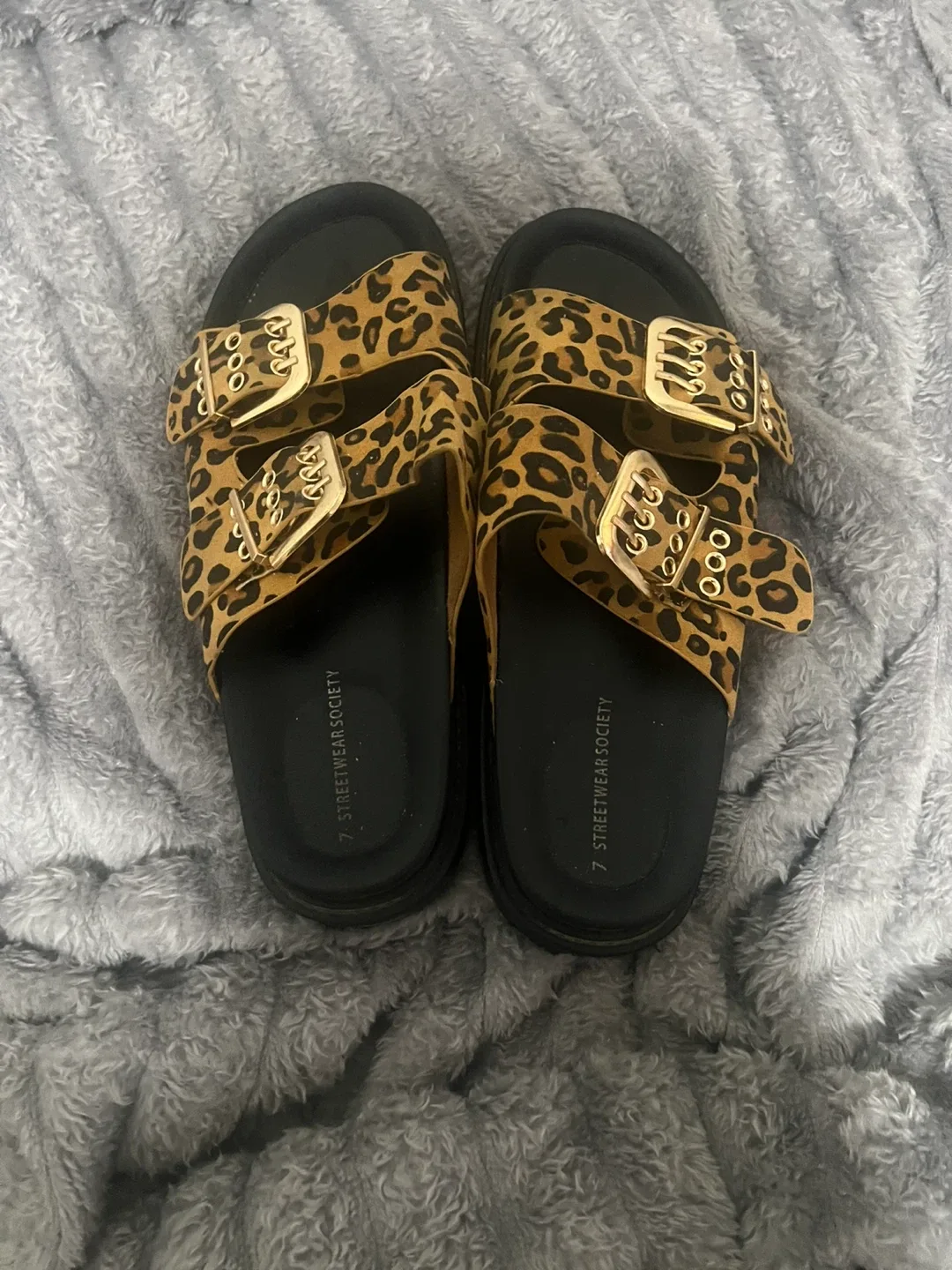 Streetwear Society Leopard Print Sandals - Size 7