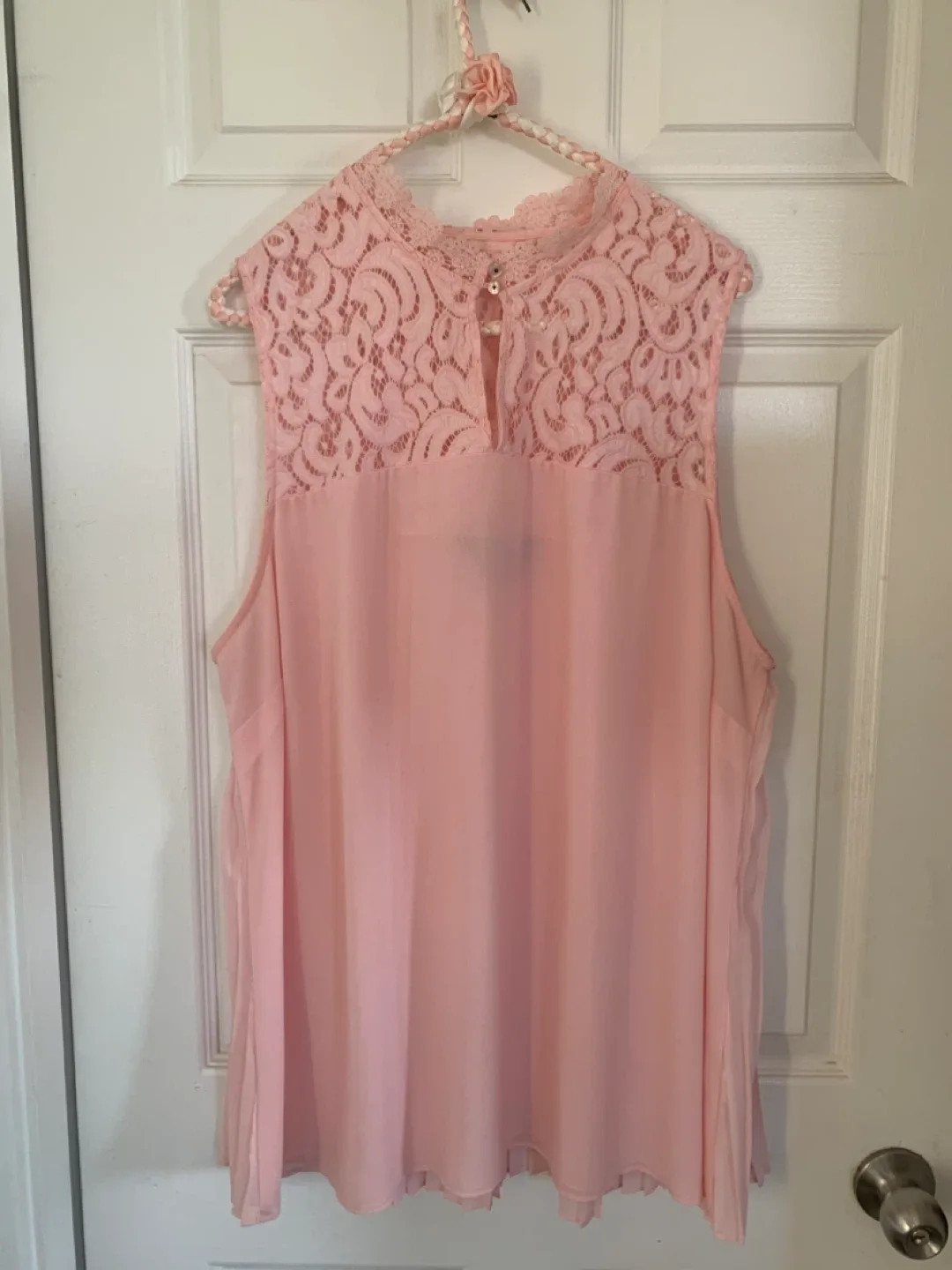 Michel Studio Pink Lace and Chiffon type Top - Size 20 thumbnail