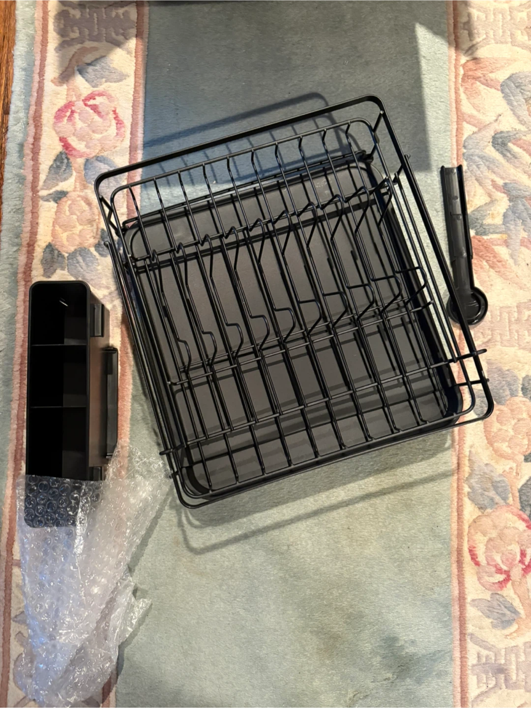 Black Metal Dish Drying Rack with Utensil Holder - photo 2