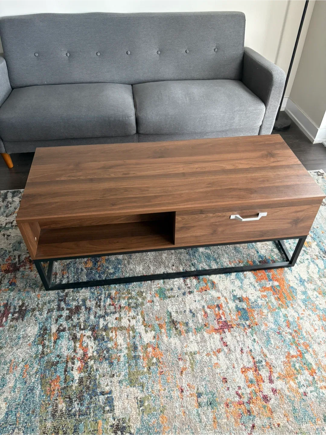 Brown Wood Coffee Table with Storage