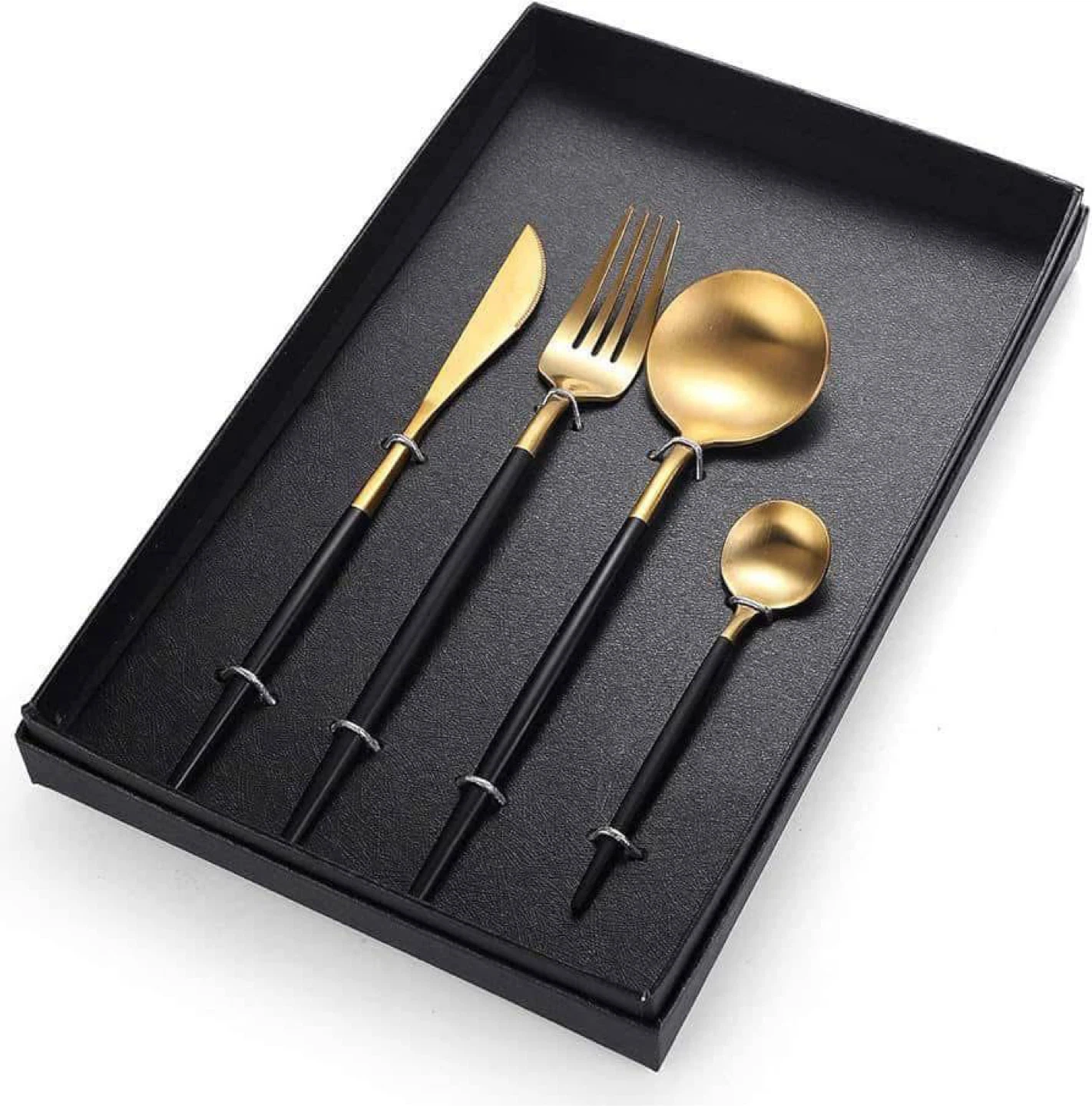 Gold and Black Cutlery Set - New in Box