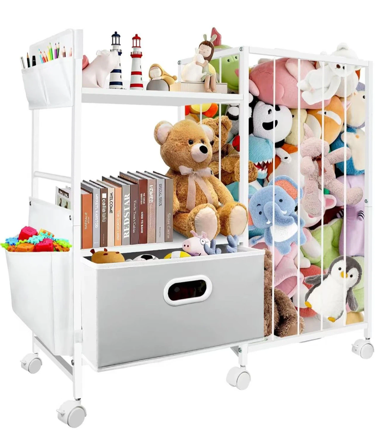 Multifunctional Metal Toy Storage Organizer - White