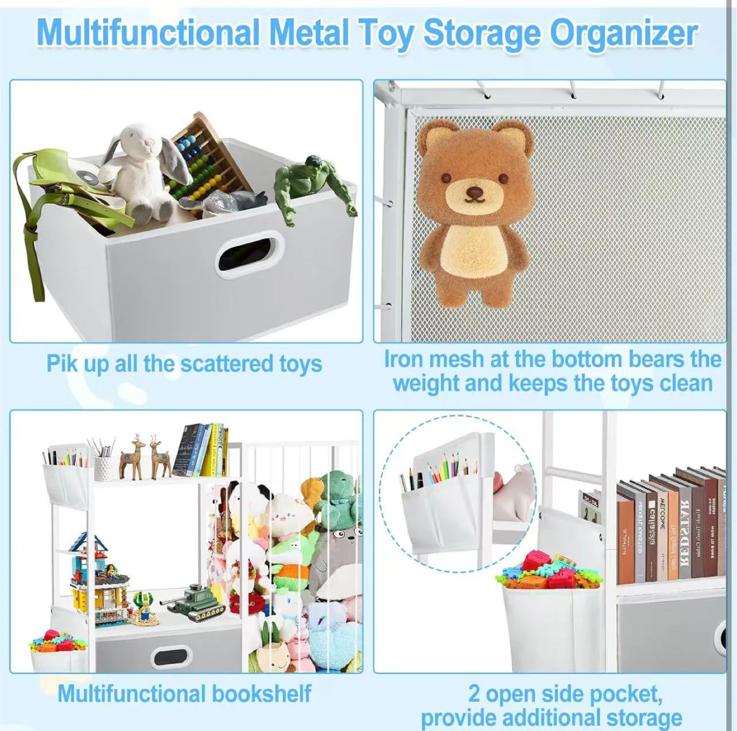 Multifunctional Metal Toy Storage Organizer - White - photo 3