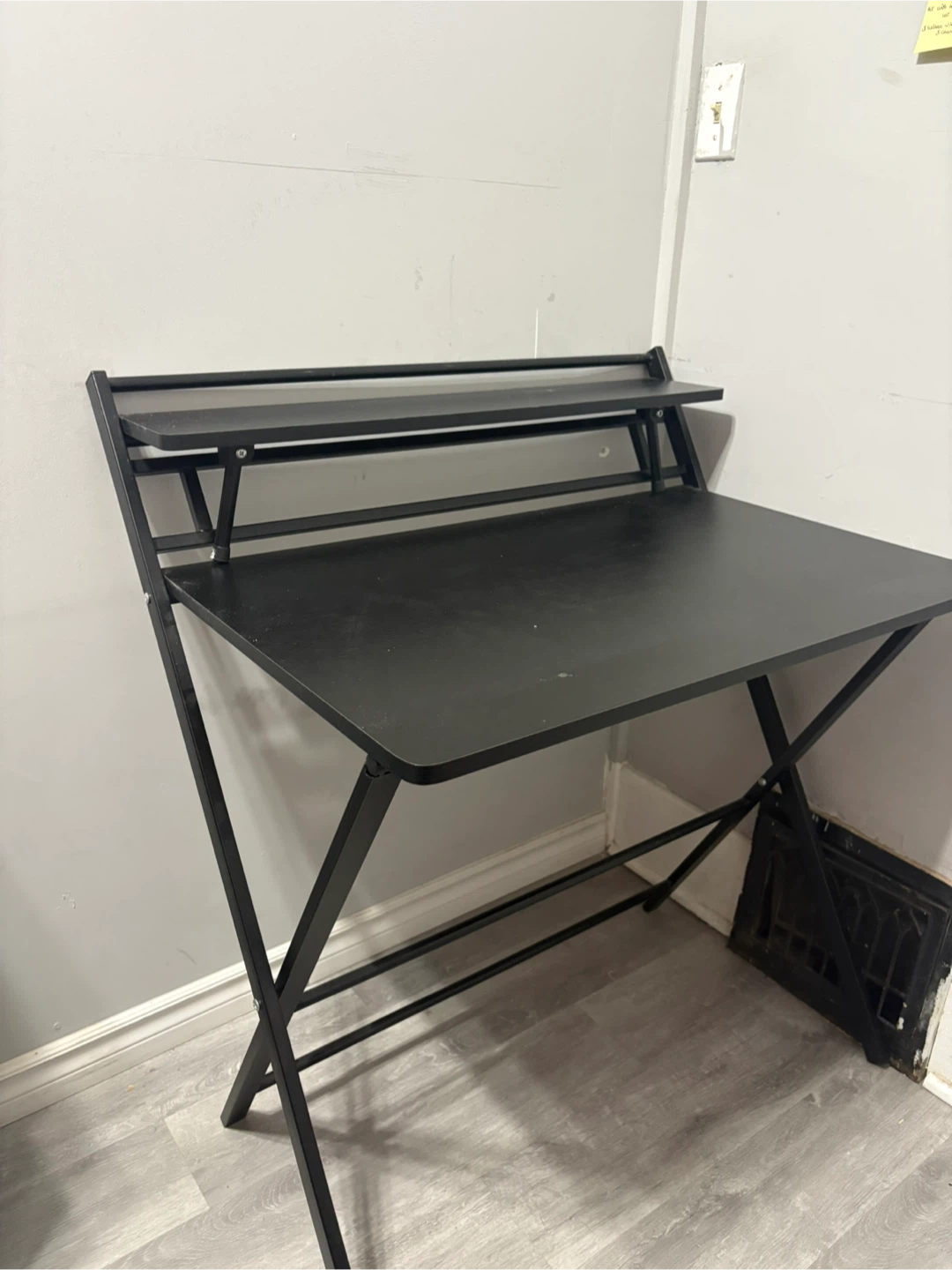 Black Folding Desk with Shelf - photo 2